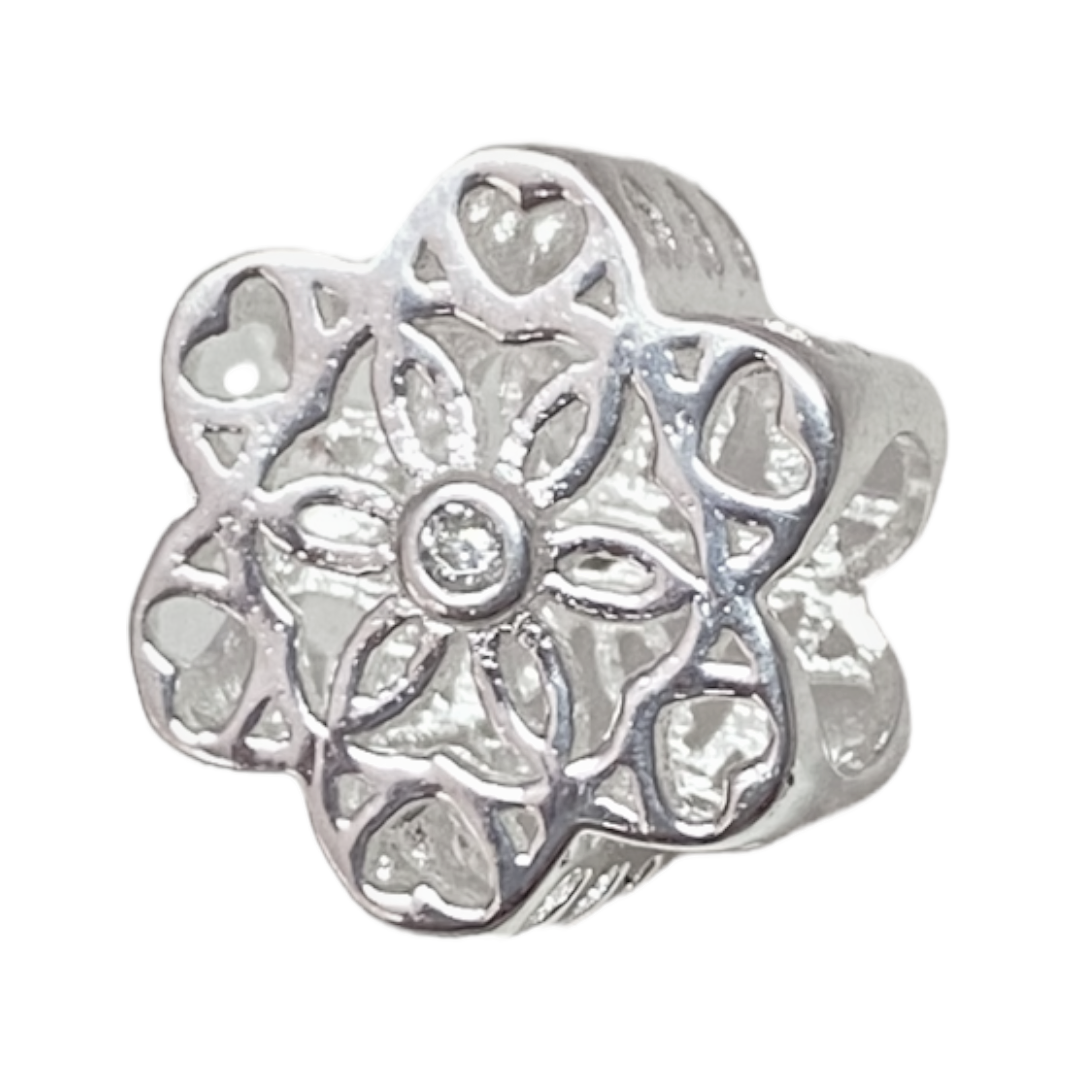 Charm En Forma De Flor Con Piedras Italiana-0