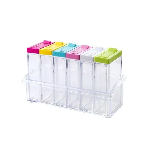 Set 6 Especieros de Acrílico Cocina Con Base-0