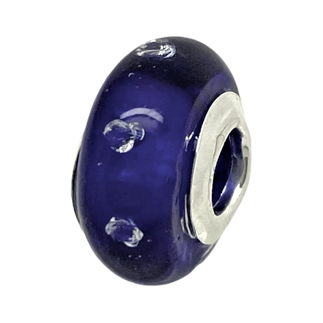 Charm Ovalo Azul Con Cristales Italiano-0