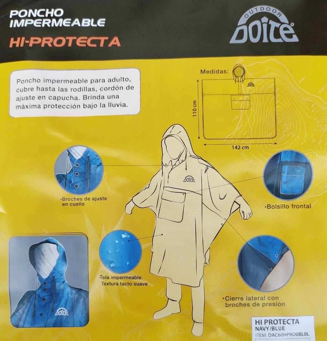 Poncho Capa De Agua Impermeable 142cm X 110cm Hi-Protecta Azul-3