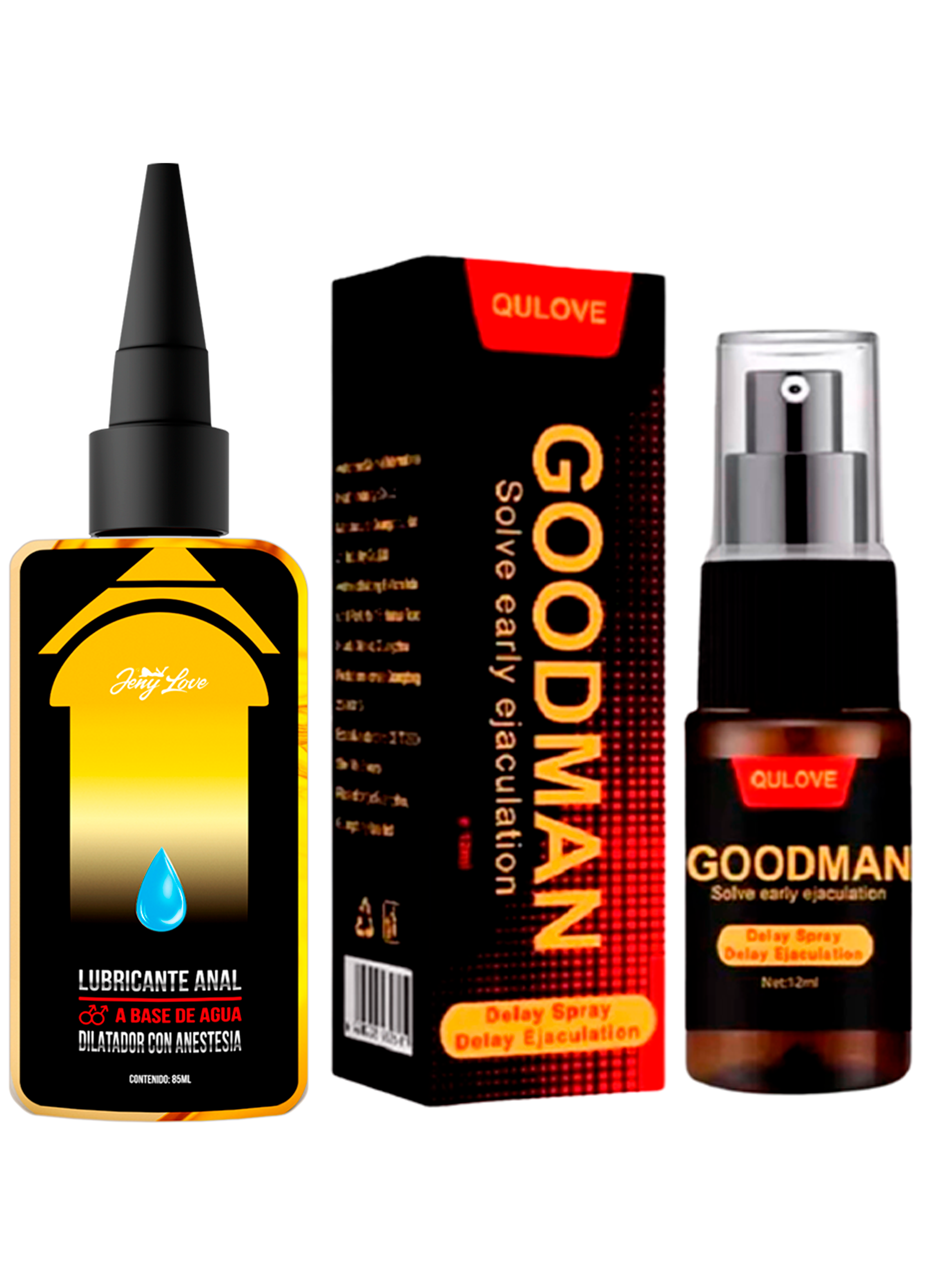 Pack Lubricante Anal y Retardante GoodMan Spray-0