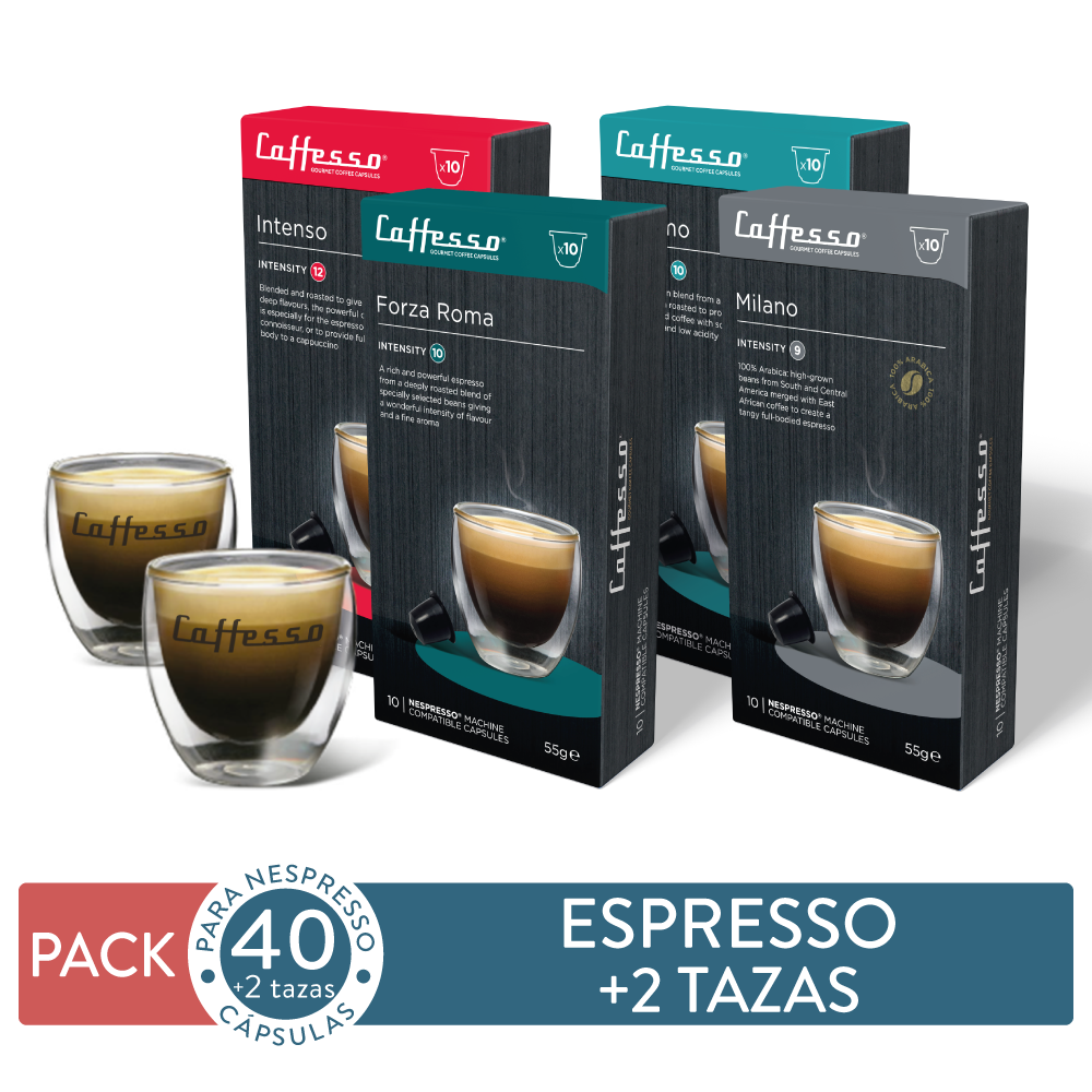 Pack 40 cápsulas Espresso Forte + 2 Tazas - Para Nespresso-0