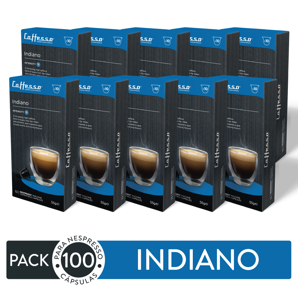 Pack 100 Cápsulas Caffesso Indiano Para Nespresso-0