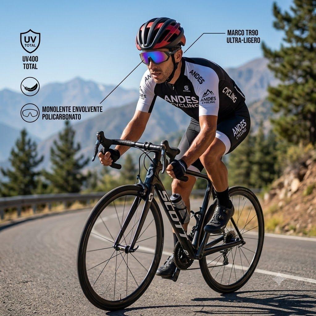 Lentes de Sol Ciclismo B-090 UV400 Marco TR90 Envolvente Unisex-2