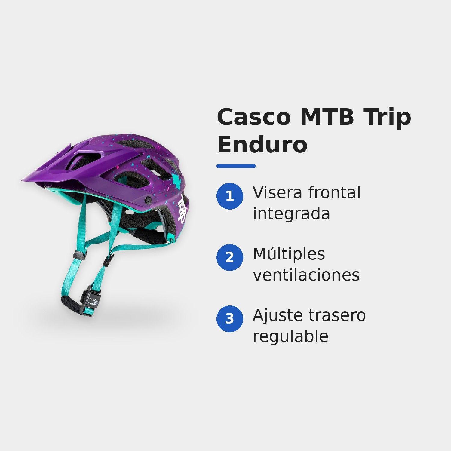 Casco de Ciclismo MTB Trip Enduro Morado Turquesa Cierre Magnético Fidlock EN1078-3