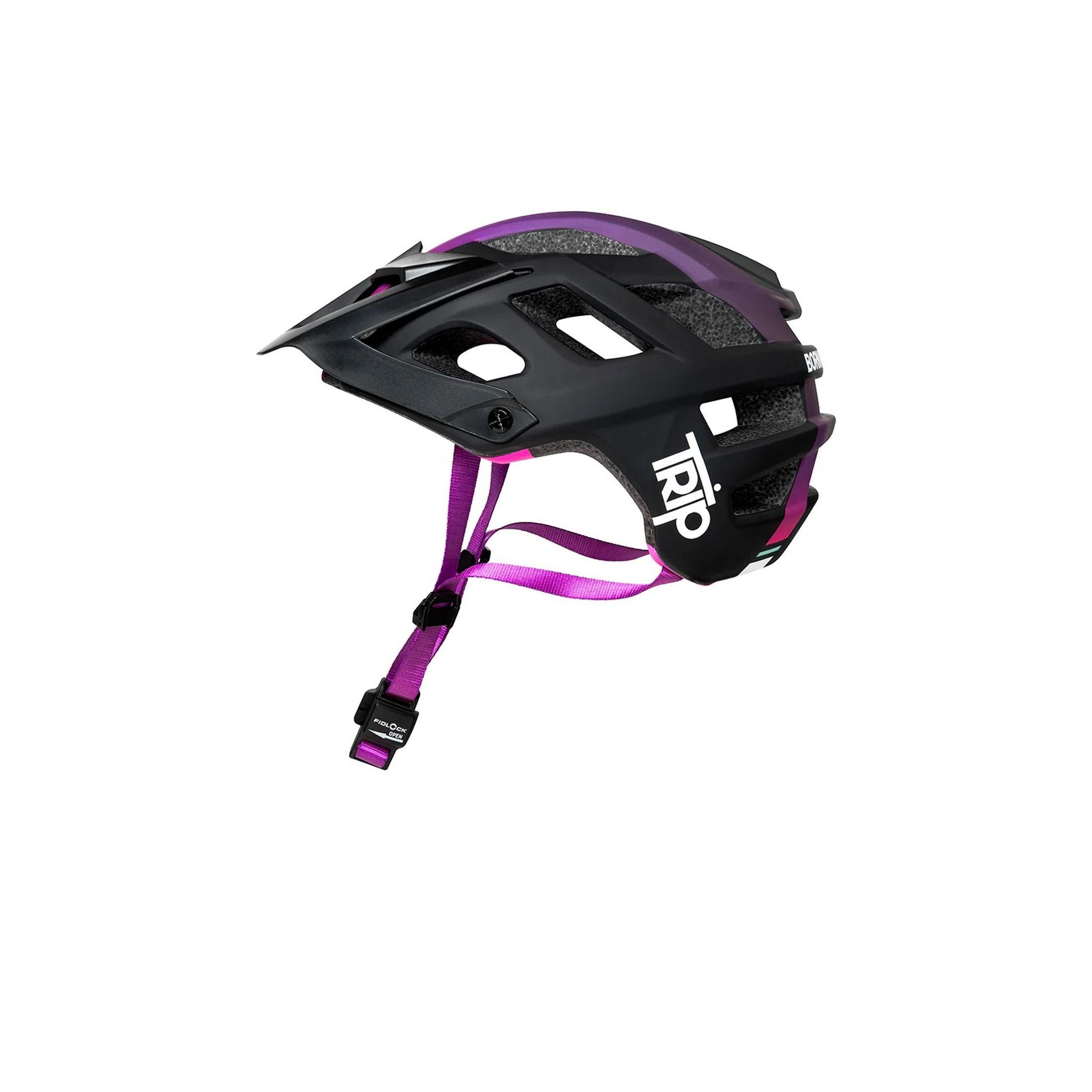 Casco Ciclismo MTB Trip Enduro Negro Fucsia Cierre Magnetico-2