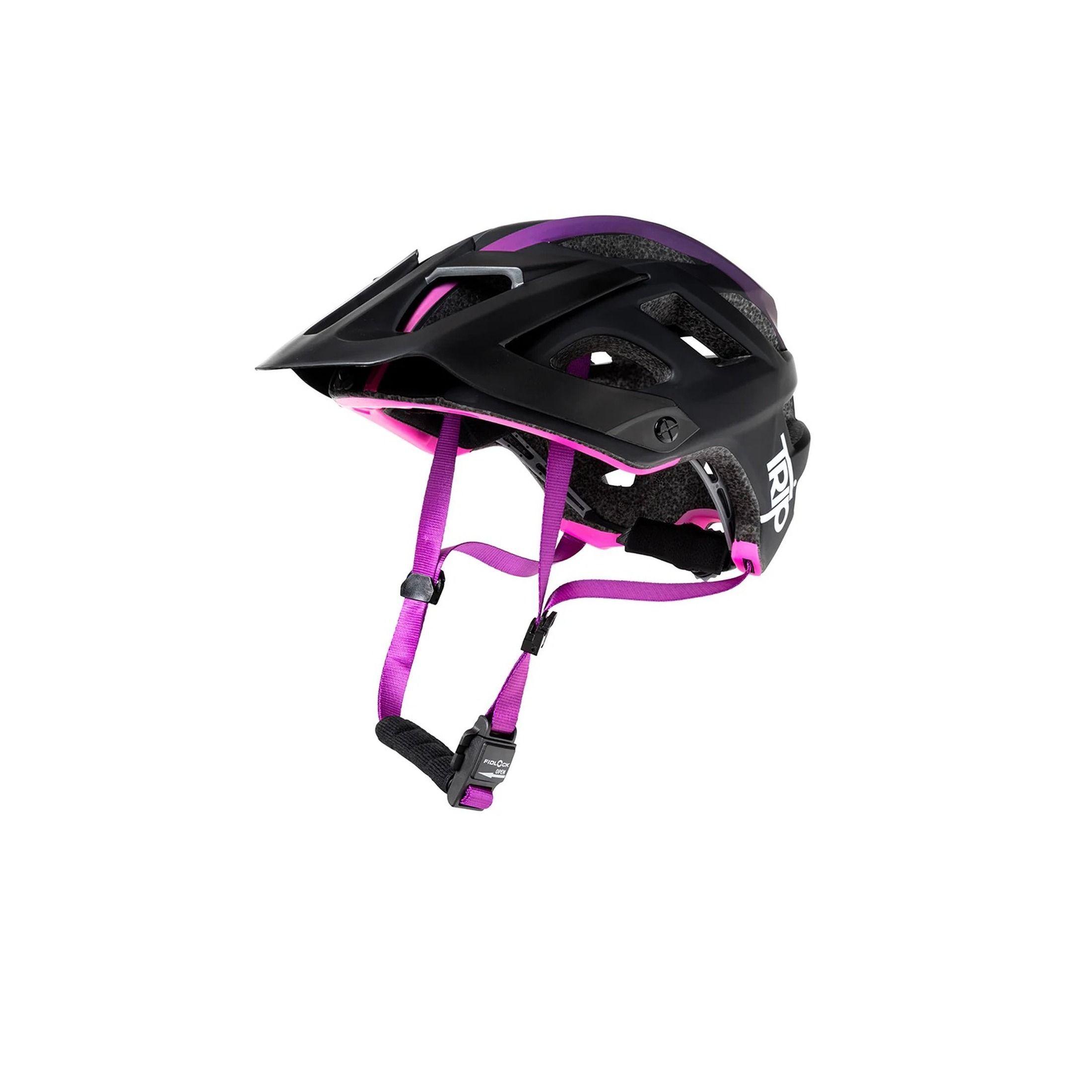 Casco de Ciclismo MTB Trip Enduro Negro Fucsia Cierre Magnético Fidlock EN1078-0