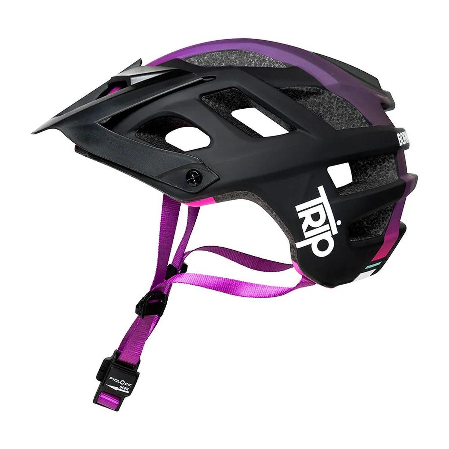 Casco de Ciclismo MTB Trip Enduro Purple Negro Fucsia Cierre Magnético Fidlock EN1078-2