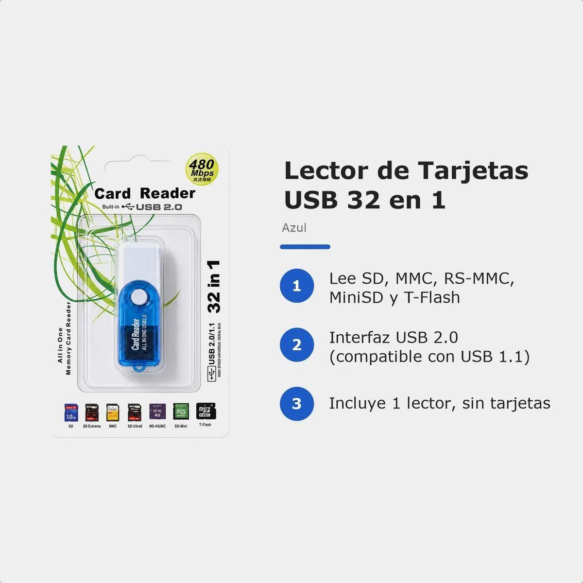 Lector De Tarjetas Memoria USB 32 En 1 SD Micro SD-2