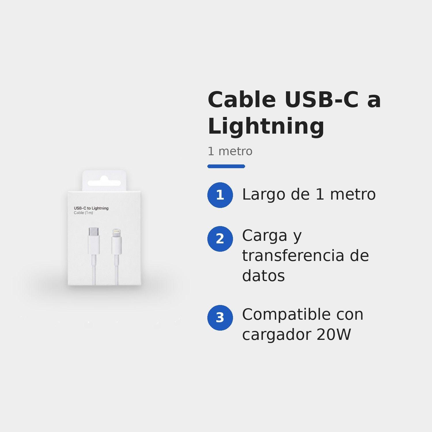 Cable USB-C a Lightning 1 m Carga Rápida 35W Compatible con iPhone Blanco-3