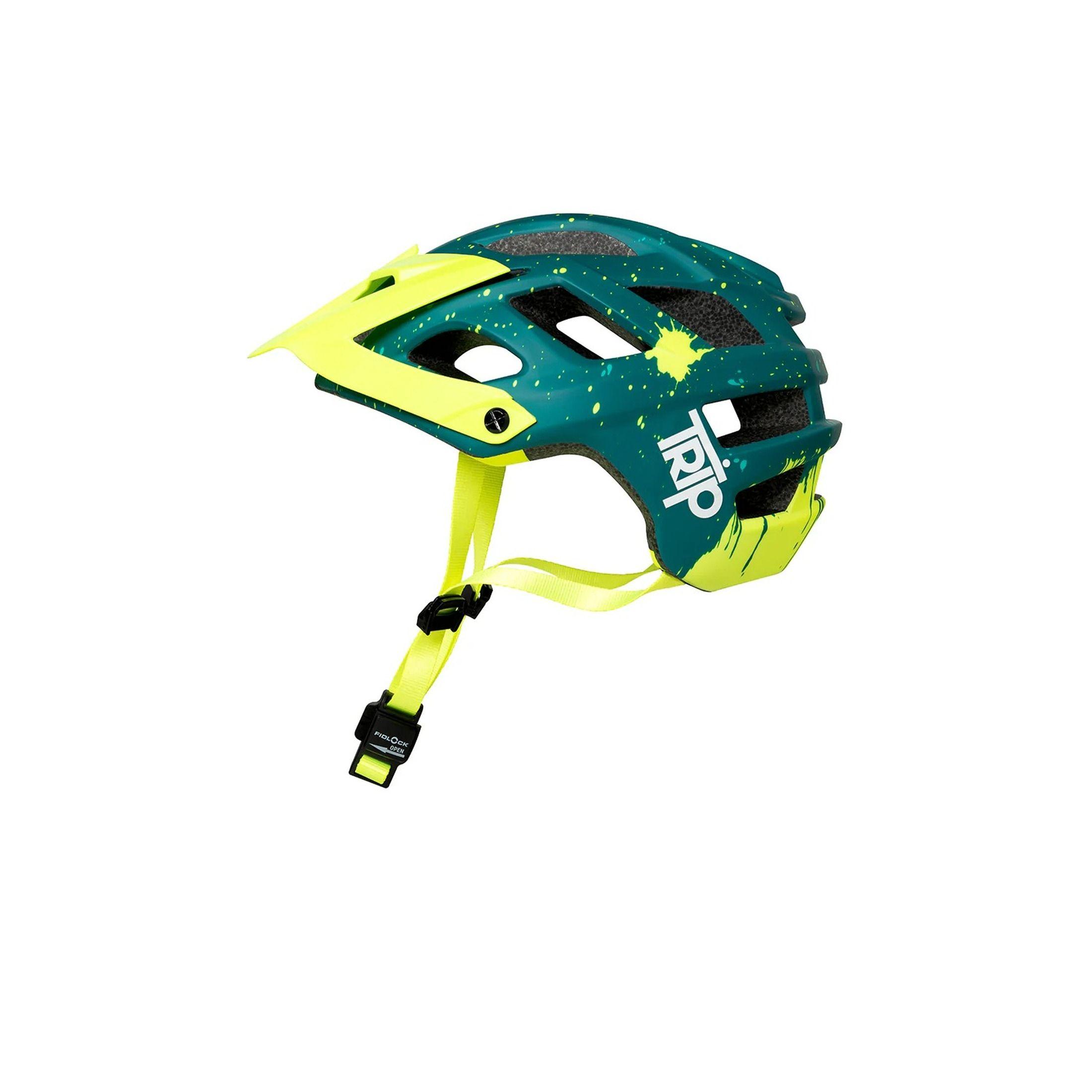 Casco Ciclismo MTB Trip Enduro Verde Amarillo Fluor Cierre Magnetico-2