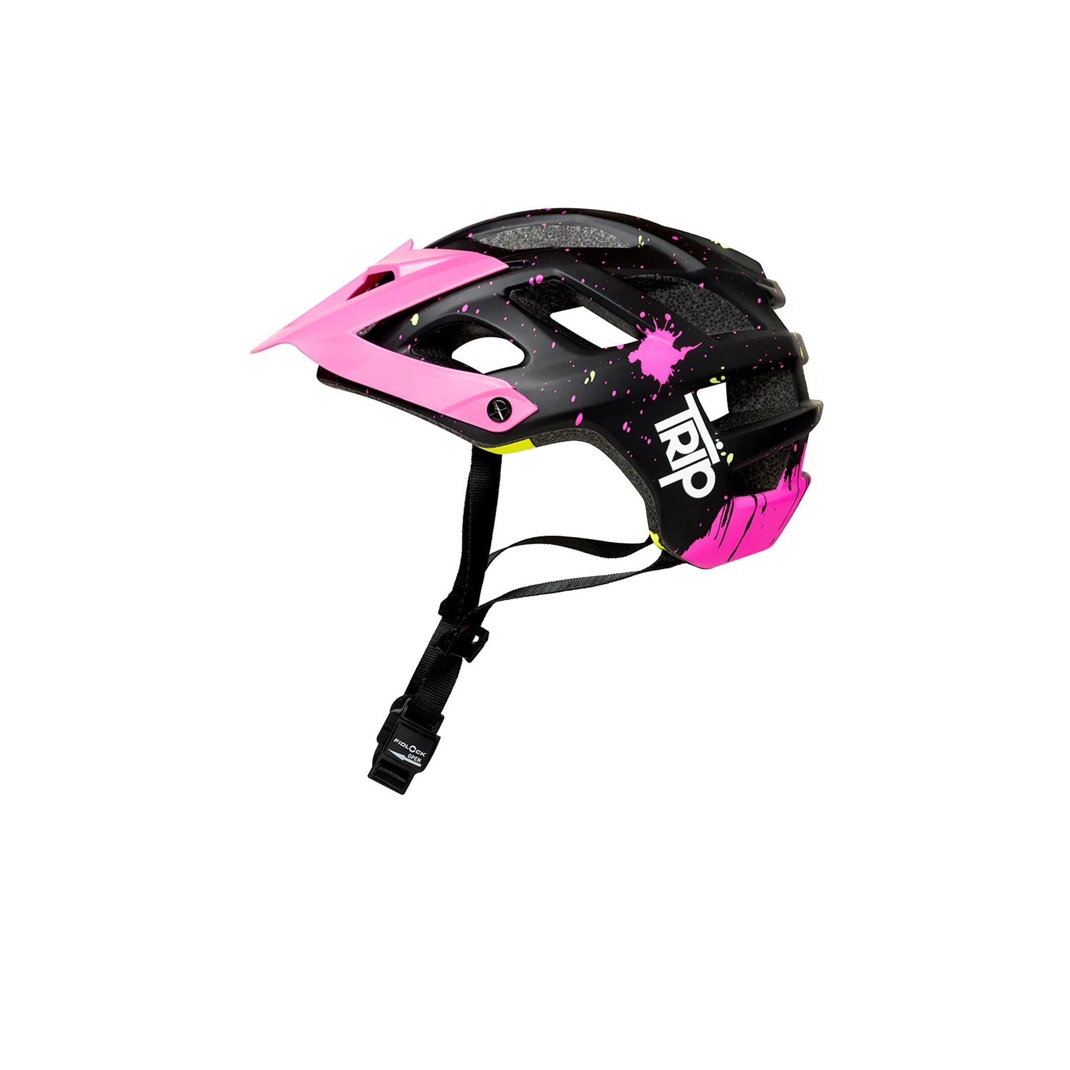 Casco Ciclismo MTB Trip Enduro Negro Rosado Cierre Magnetico-2