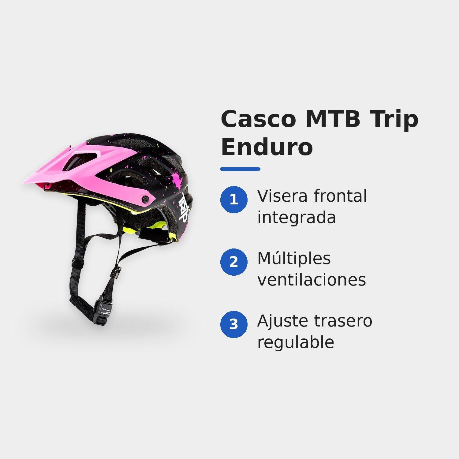 Casco de Ciclismo MTB Trip Enduro Euphoria Black/Pink Negro Rosado Cierre Magnético Fidlock EN1078-3
