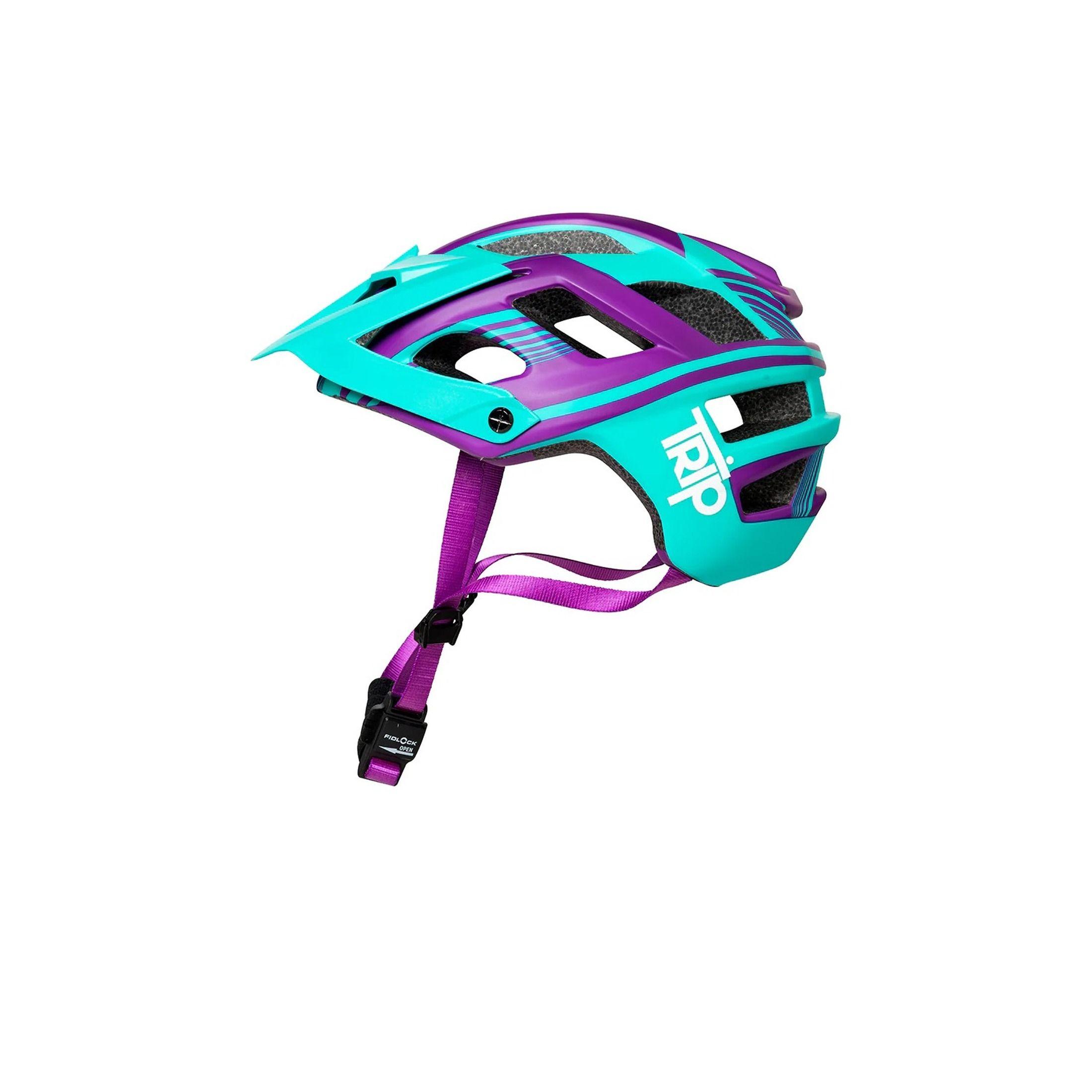 Casco Ciclismo MTB Trip Enduro Turquesa Morado Cierre Magnetico-2