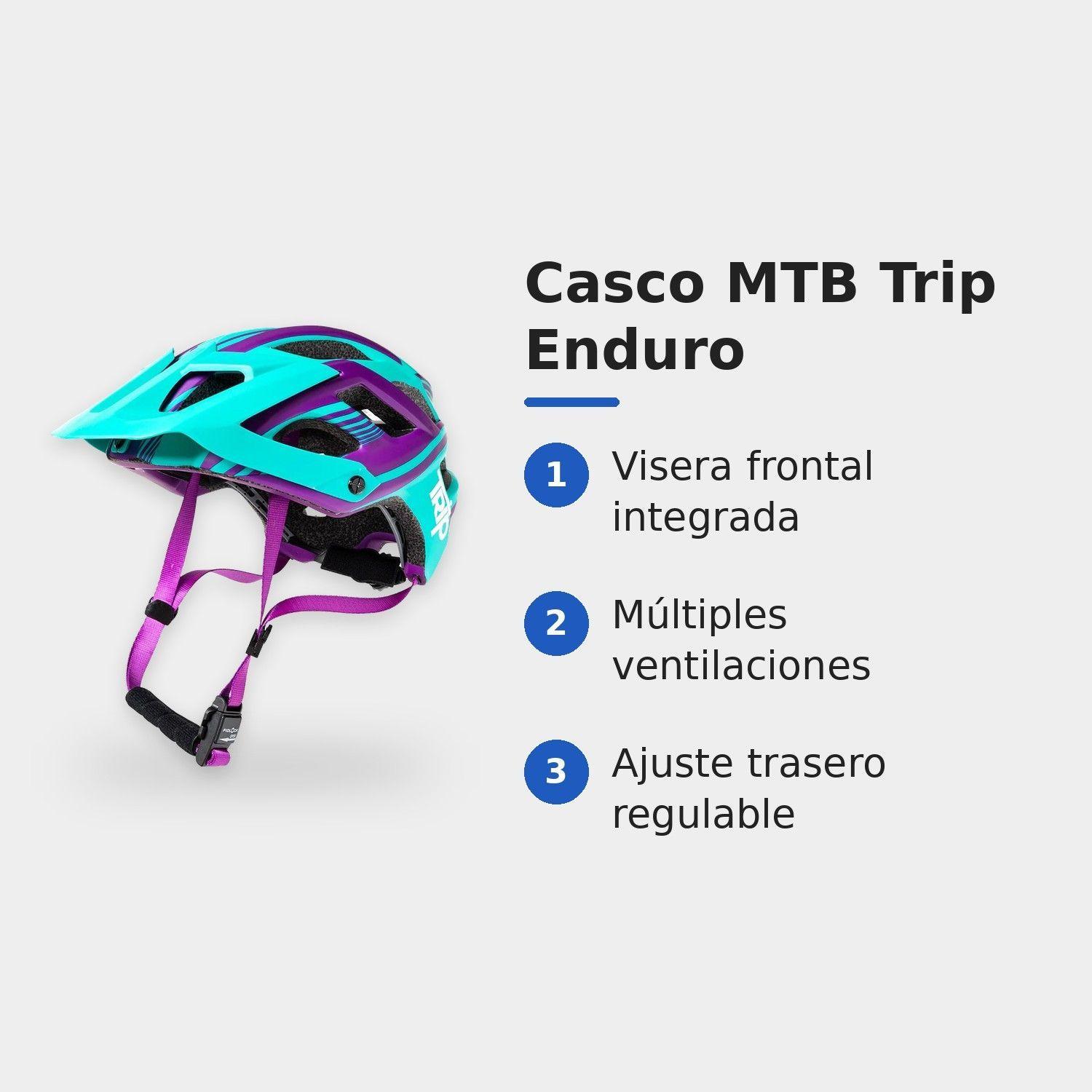 Casco de Ciclismo MTB Trip Enduro Blue Turquesa Morado Cierre Magnético Fidlock EN1078-3