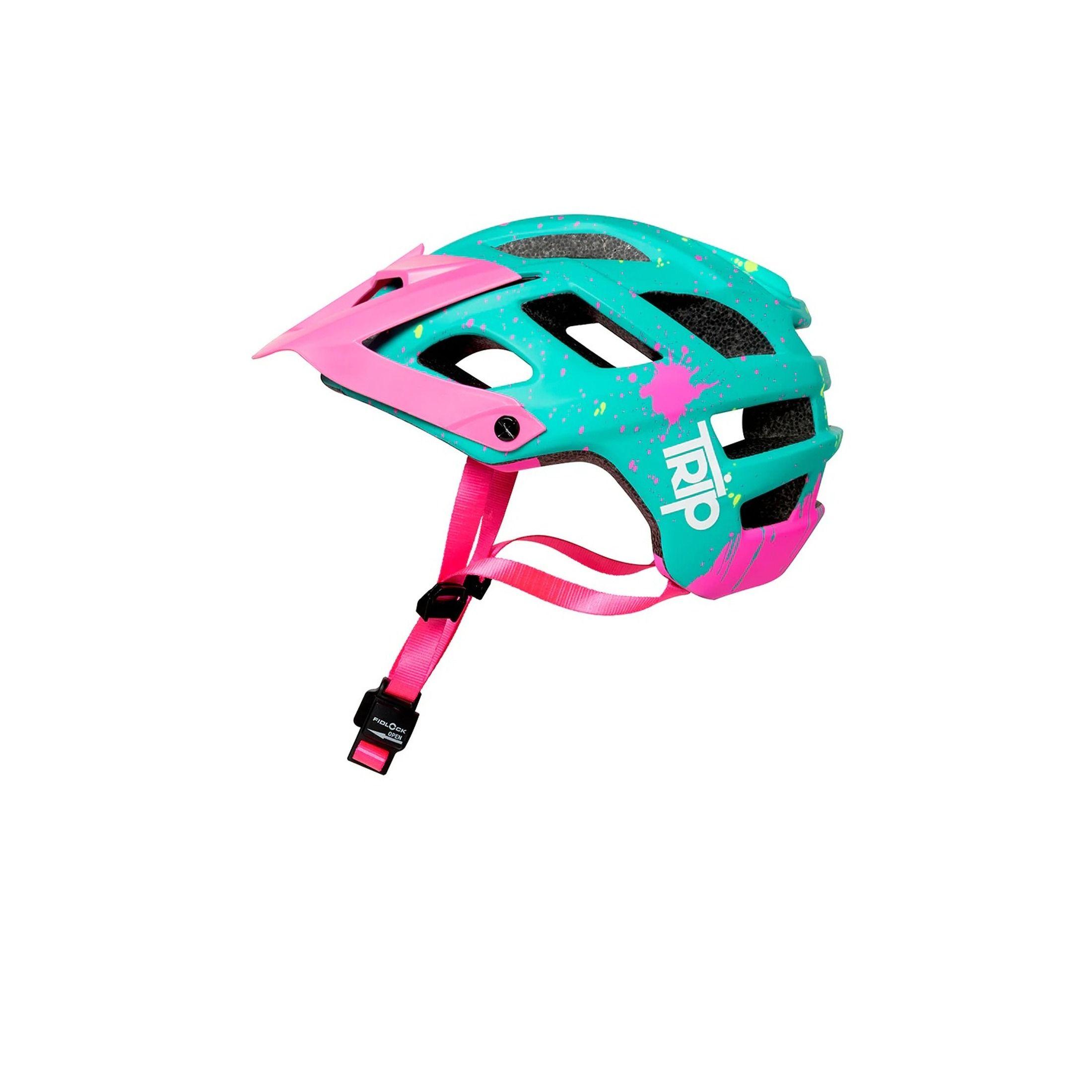 Casco Ciclismo MTB Trip Enduro Turquesa Rosado Cierre Magnetico-2