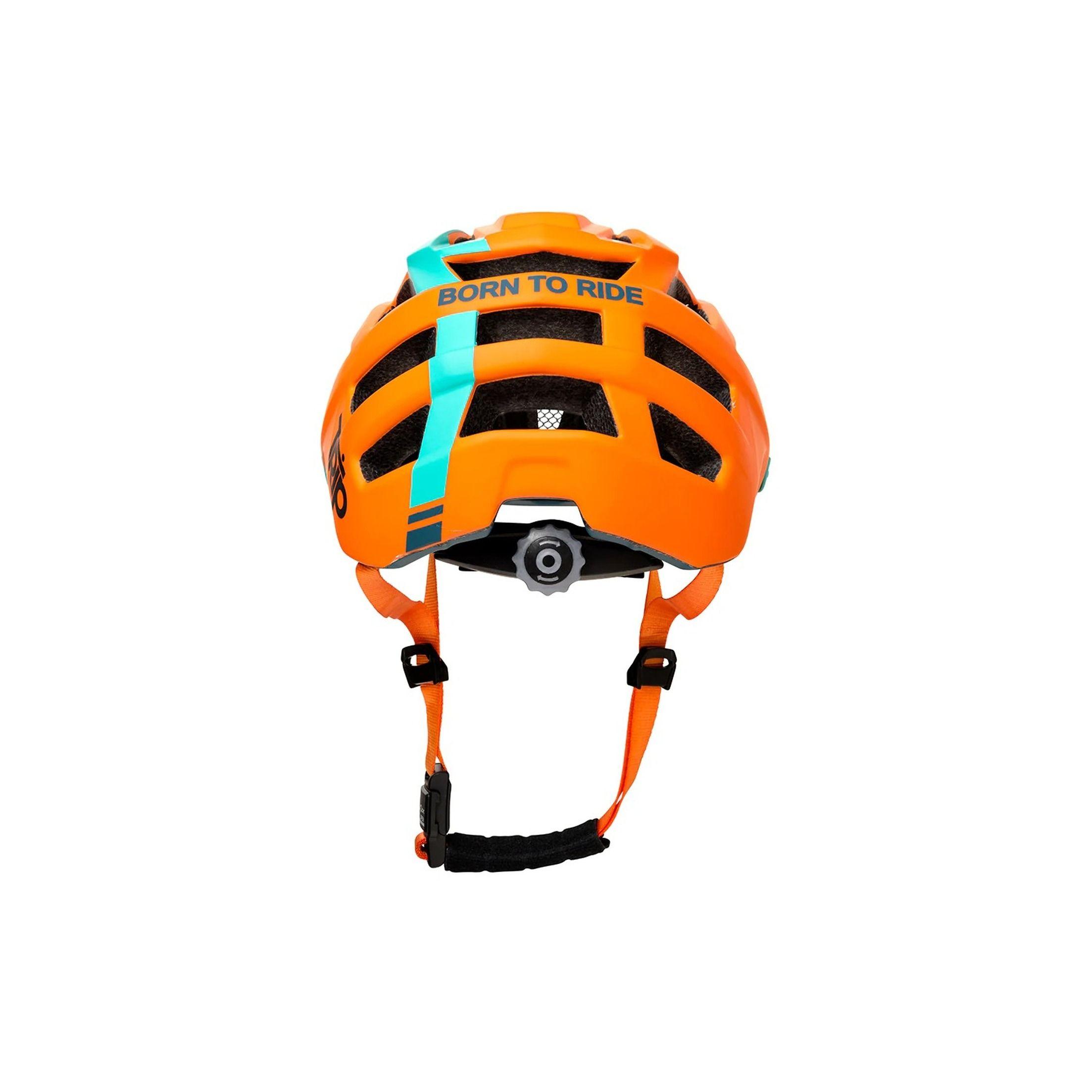 Casco Ciclismo MTB Trip Enduro Naranjo Turquesa Cierre Magnetico-2