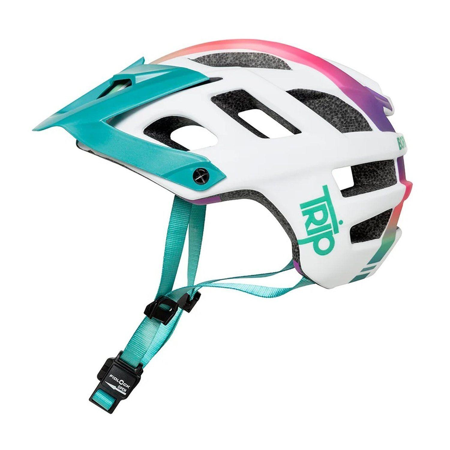 Casco de Ciclismo MTB Trip Enduro White/Turq Blanco Turquesa Cierre Magnético Fidlock EN1078-2