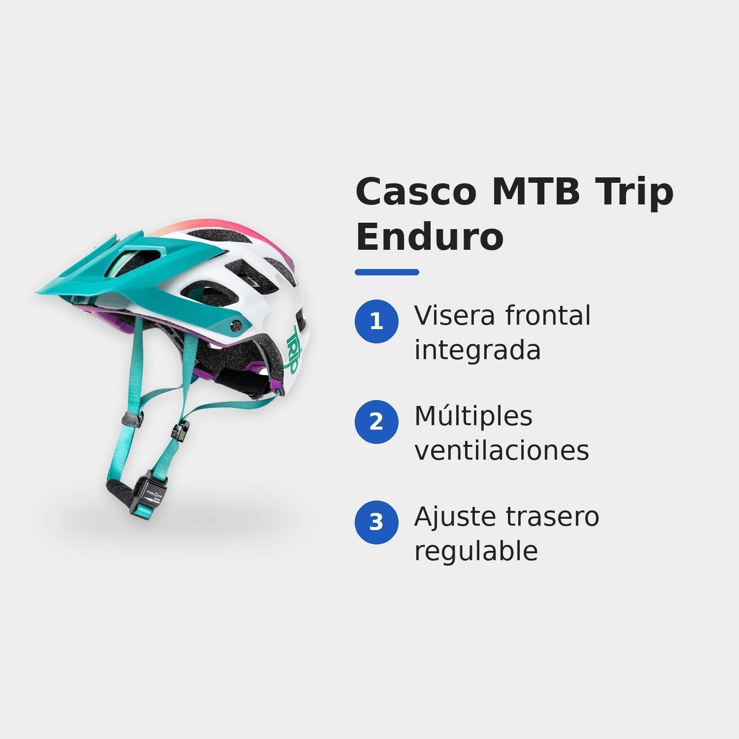 Casco de Ciclismo MTB Trip Enduro White/Turq Blanco Turquesa Cierre Magnético Fidlock EN1078-3