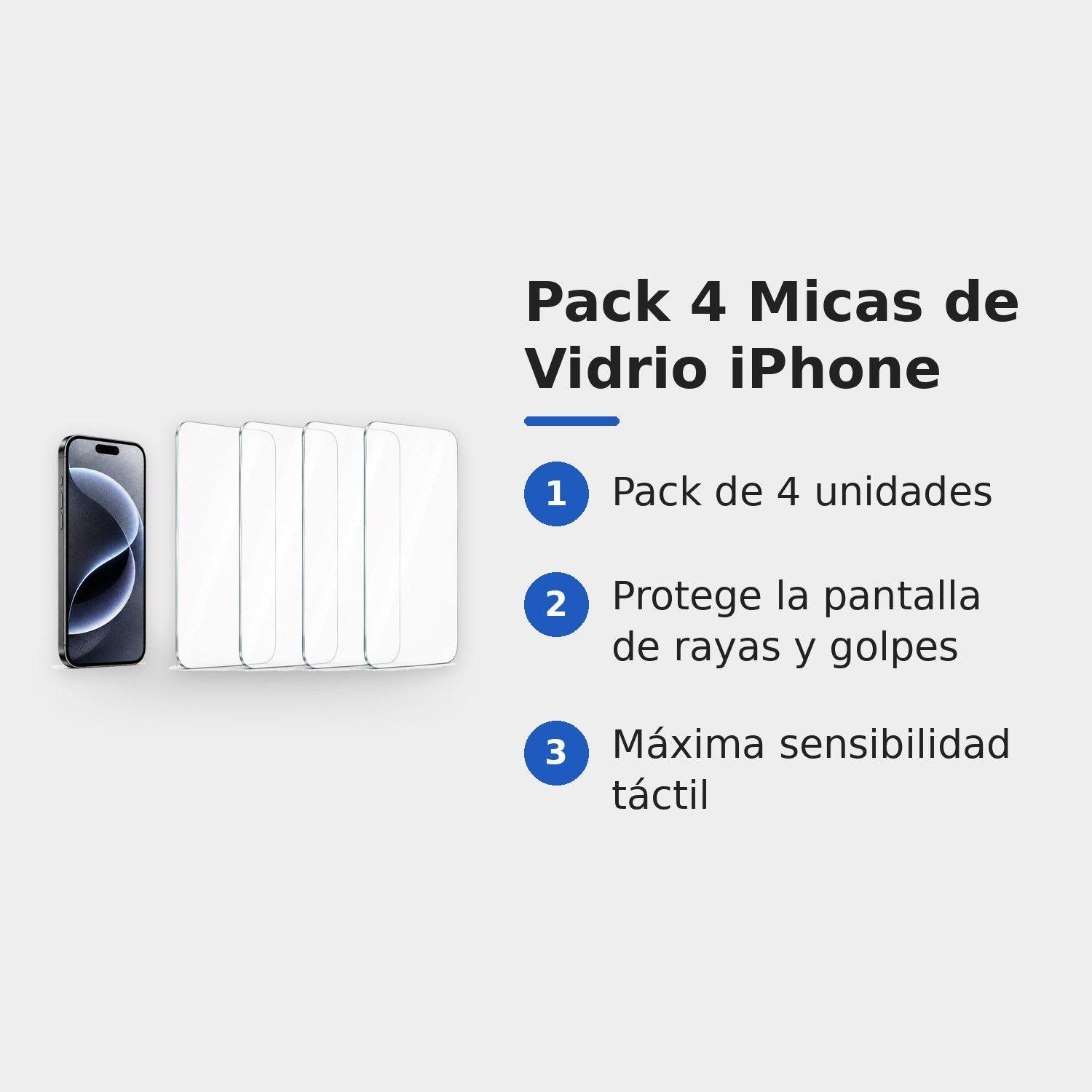 Pack 4 Micas Vidrio Templado 9H para iPhone 12 Pro Max Protector de Pantalla-4
