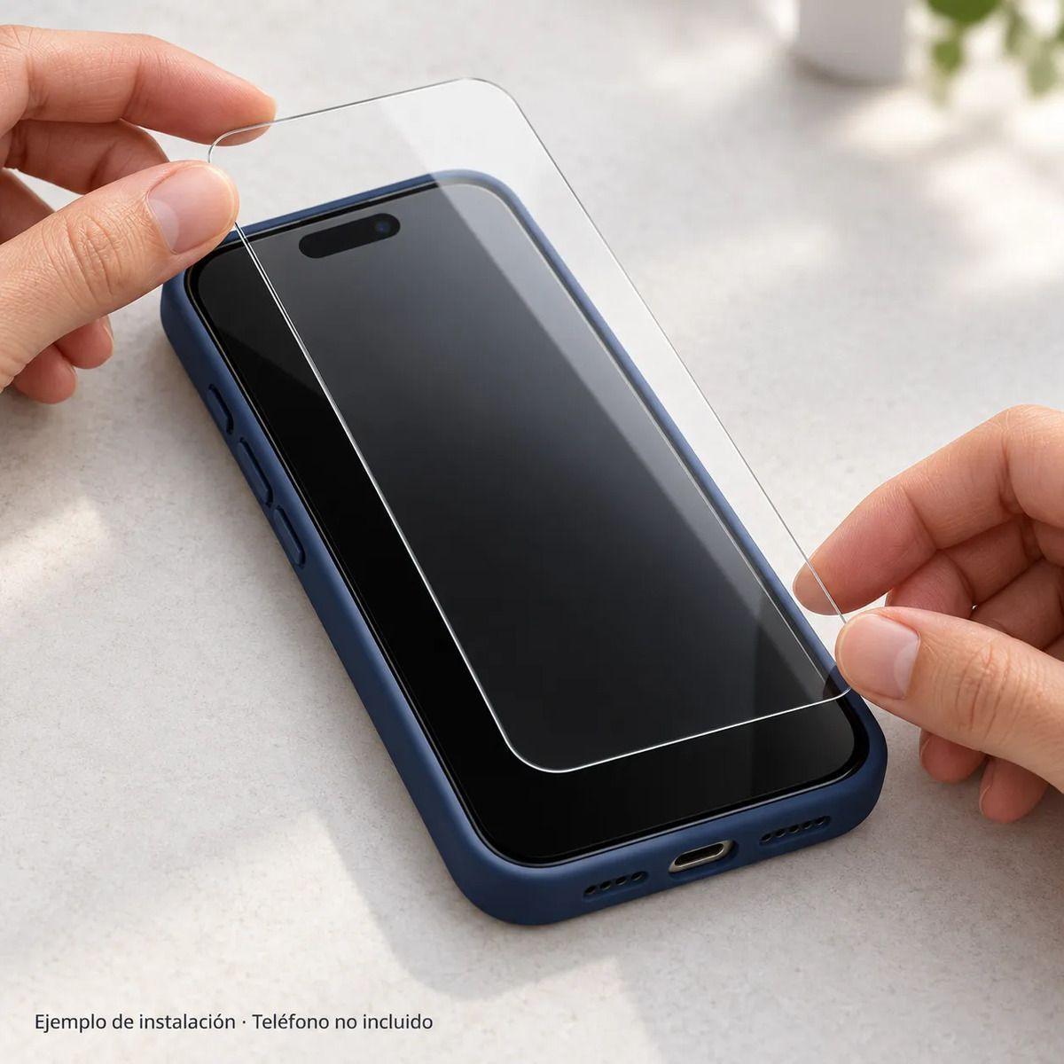 Kit Carcasa Funda Silicona Azul Marino + 2 Láminas Mica Vidrio Templado para iPhone 16 Pro-1