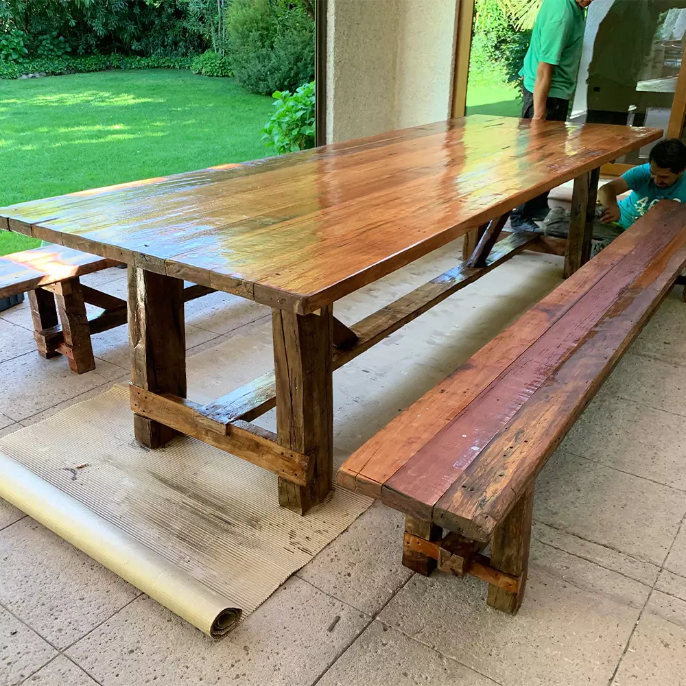 Mesa de Quincho Andalué con Bancas 160 x 90 cms-2