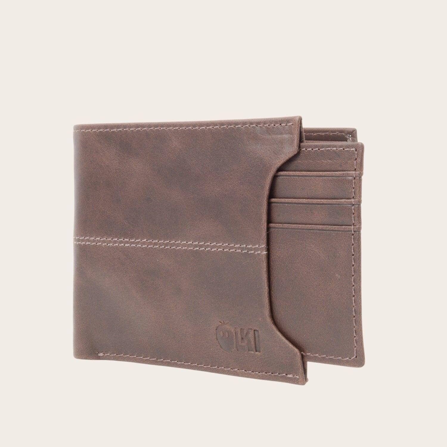 Billetera de Cuero con Tarjetero Removible OLKI Ancoa - Café Oscuro-2