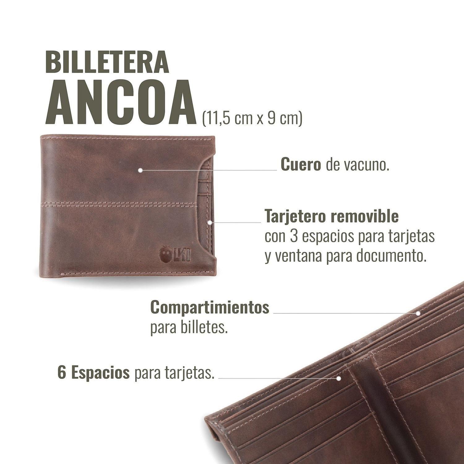 Billetera de Cuero con Tarjetero Removible OLKI Ancoa - Café Oscuro-6