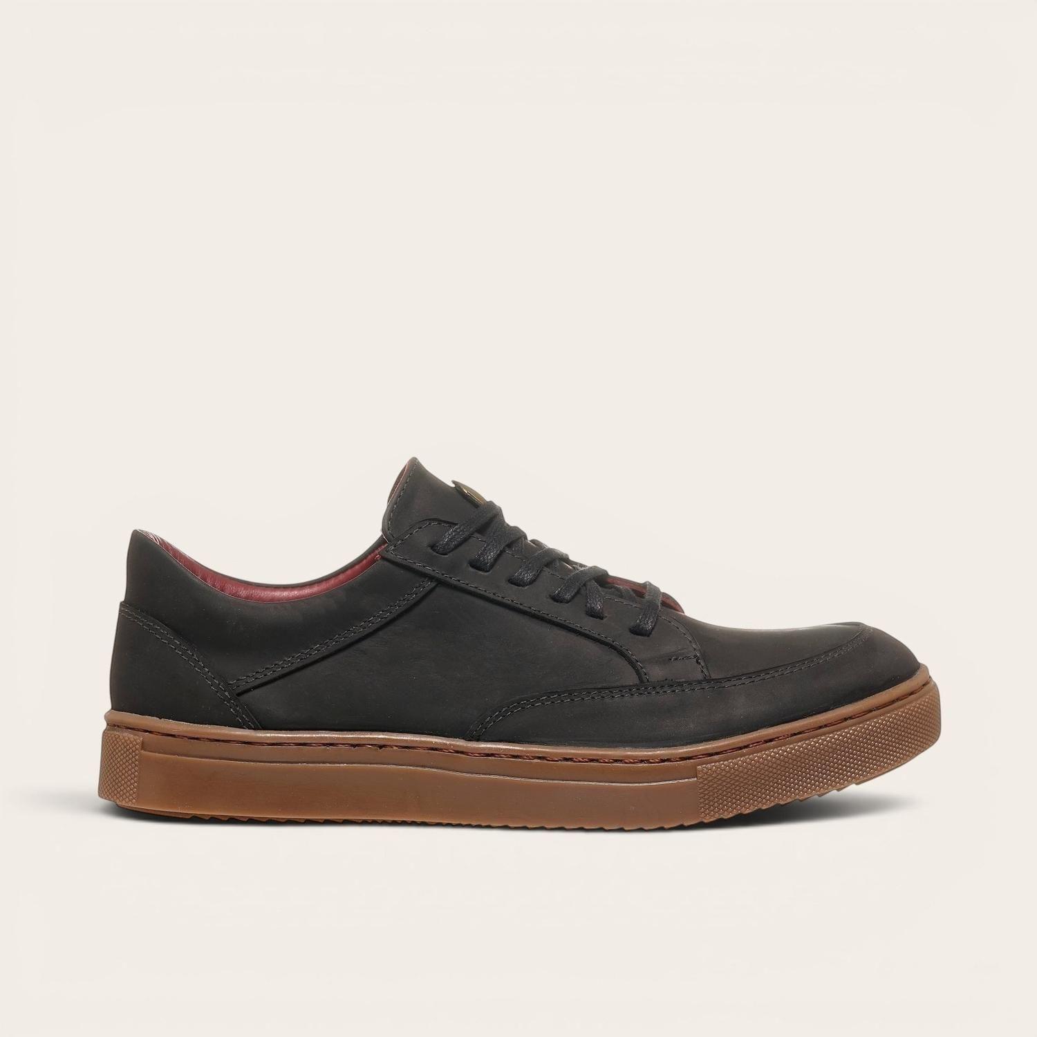 Zapatilla de Cuero Urbana La Campana OLKI - Negra/Cristal-2