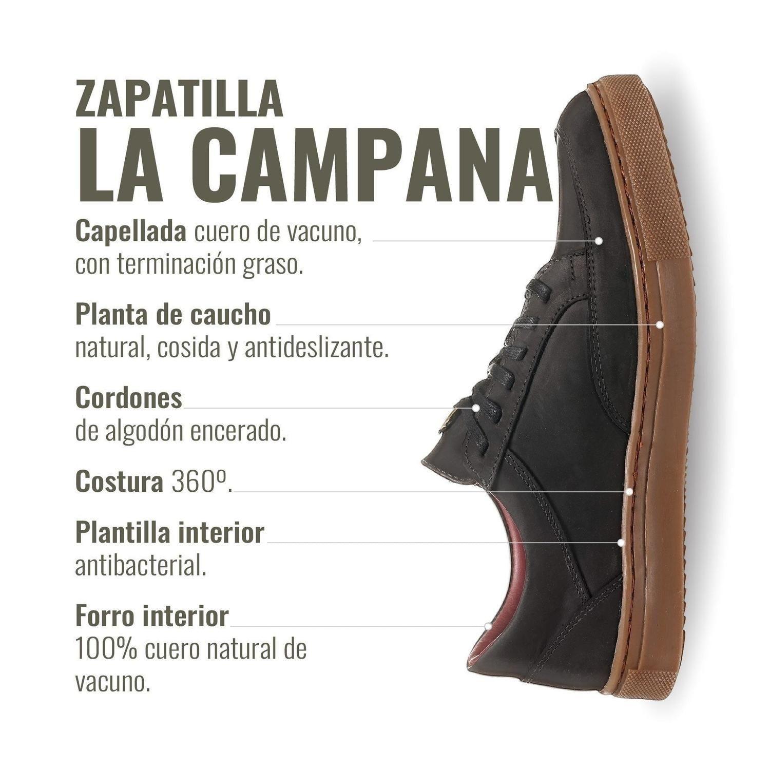 Zapatilla de Cuero Urbana La Campana OLKI - Negra/Cristal-7