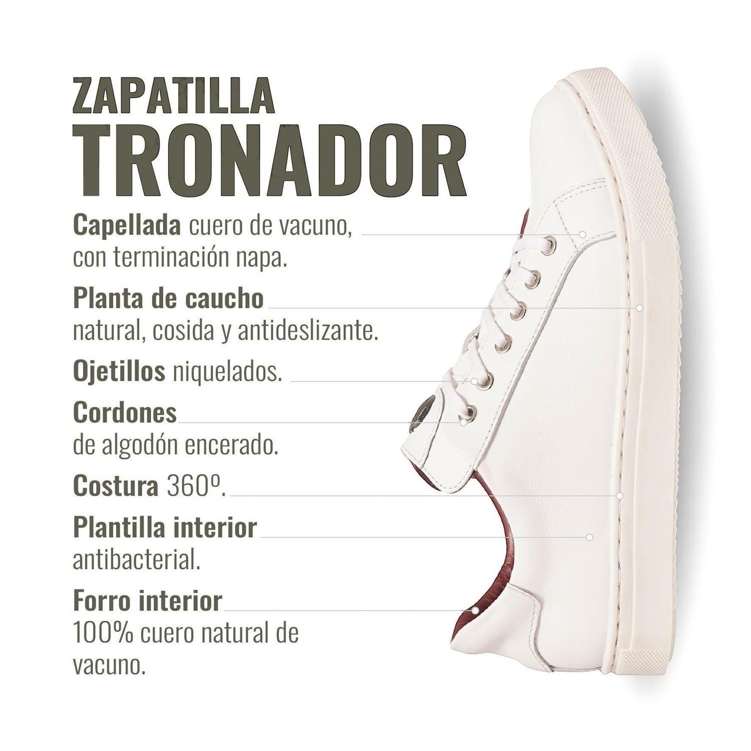 Zapatilla de Cuero Original Tronador OLKI - Blanca-7