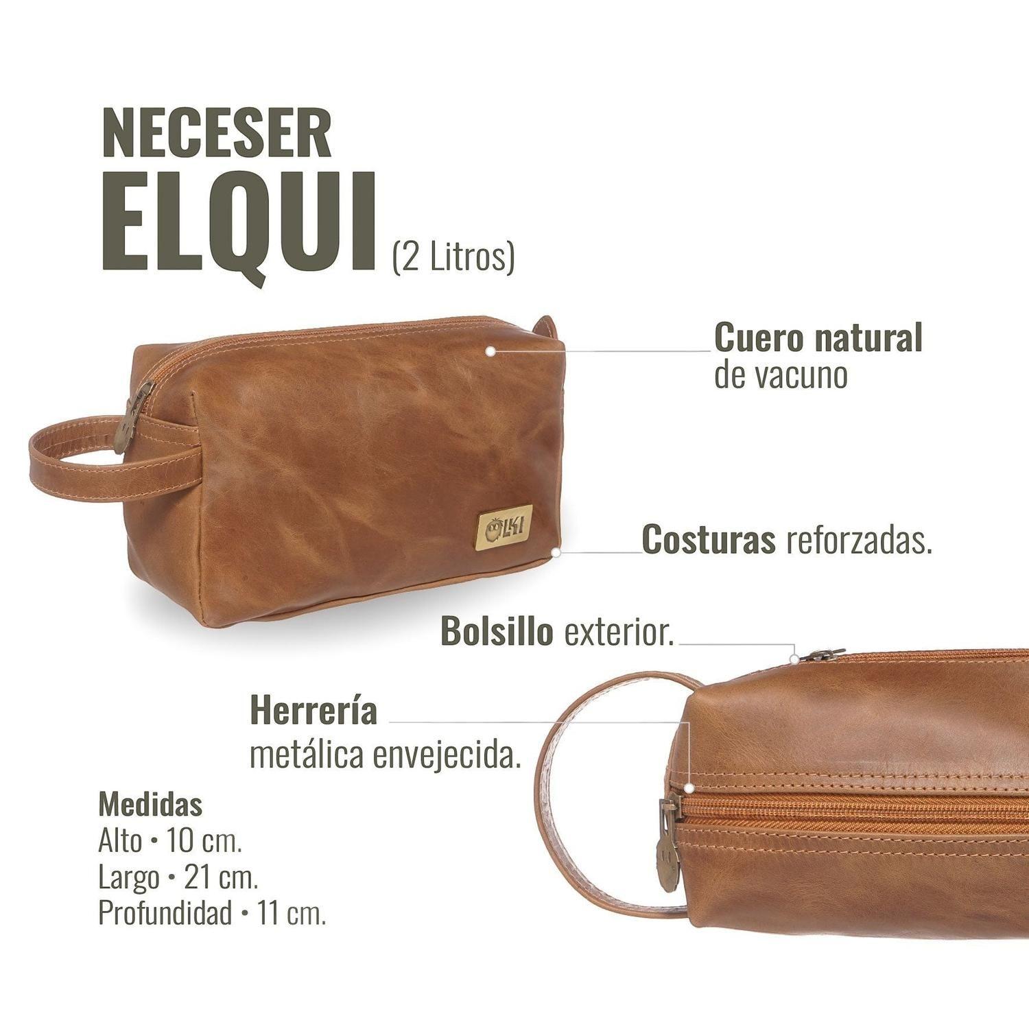 Neceser Estuche de Cuero Genuino Elqui OLKI - Café-6