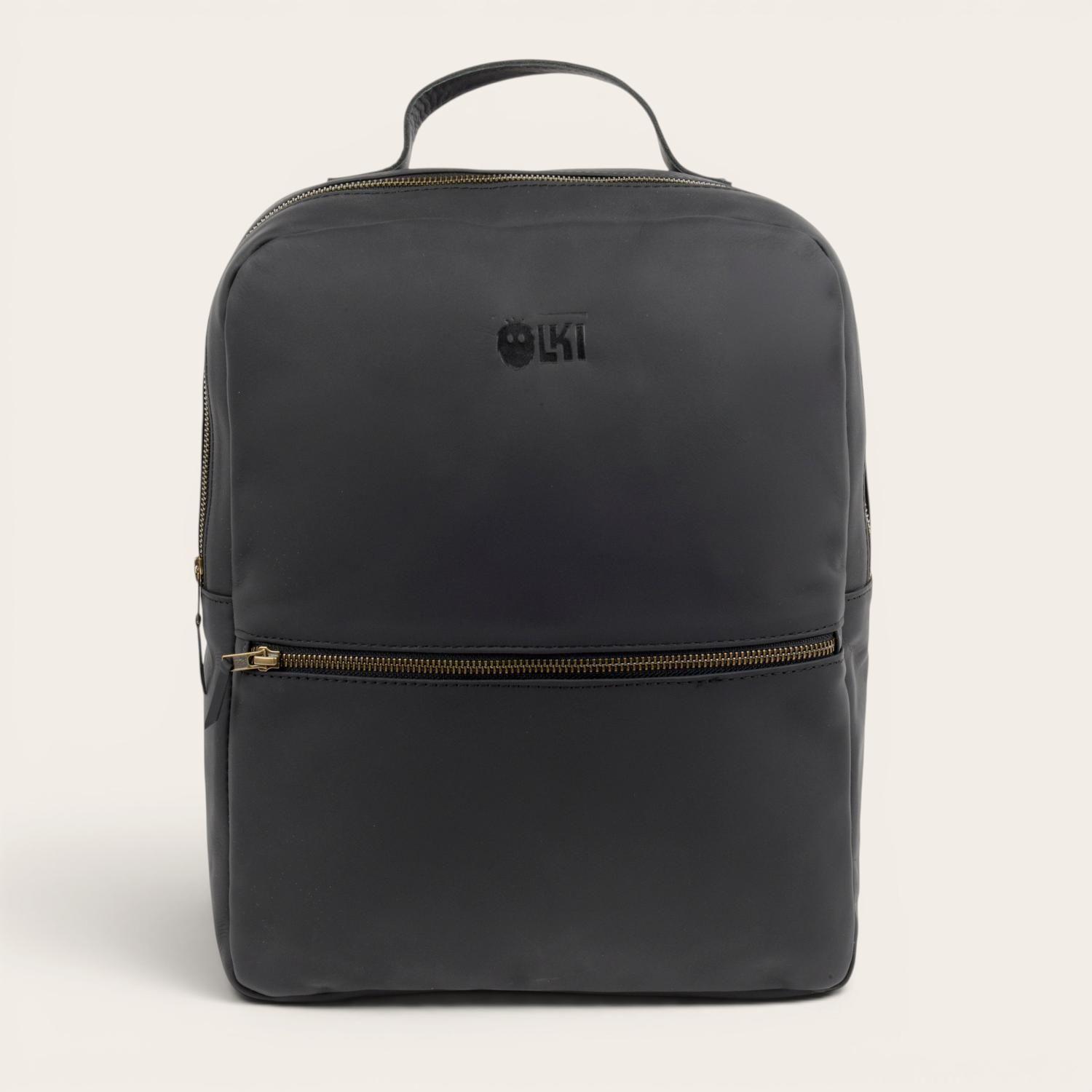 Mochila Unisex de Cuero Natural Tolten OLKI - Negro Graso-2