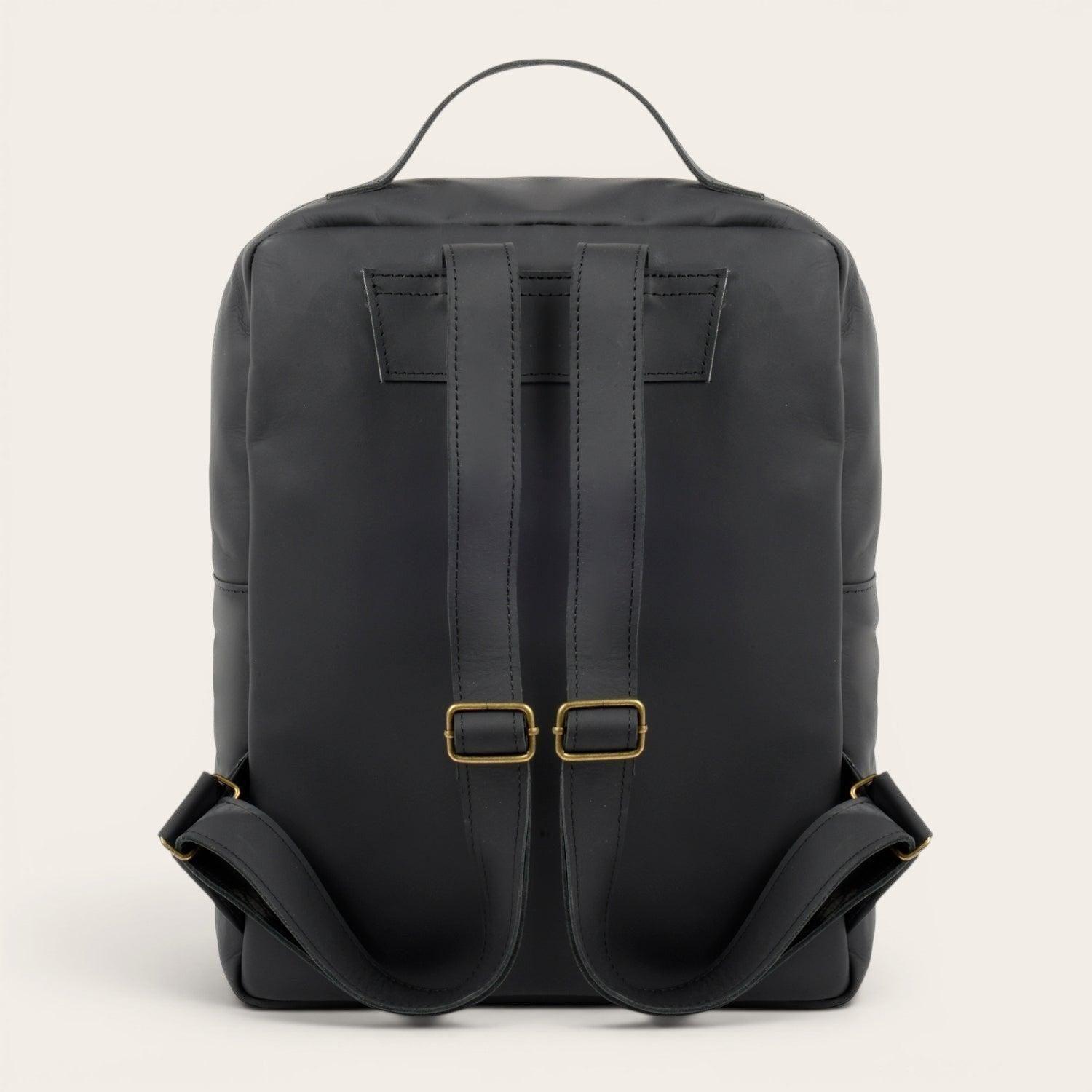 Mochila Unisex de Cuero Natural Tolten OLKI - Negro Graso-3