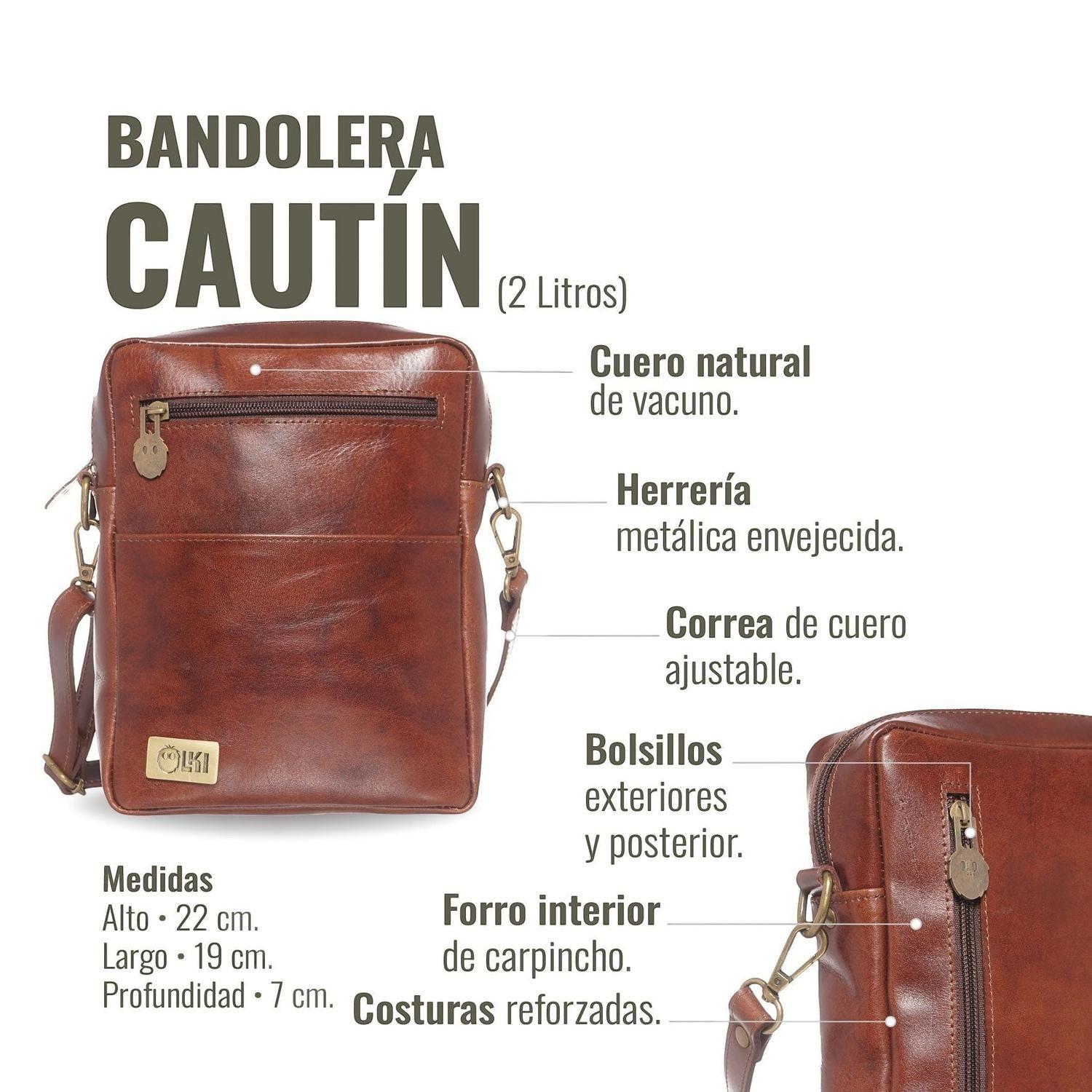 Bandolera de Cuero Natural Cautin OLKI - Castaño-6