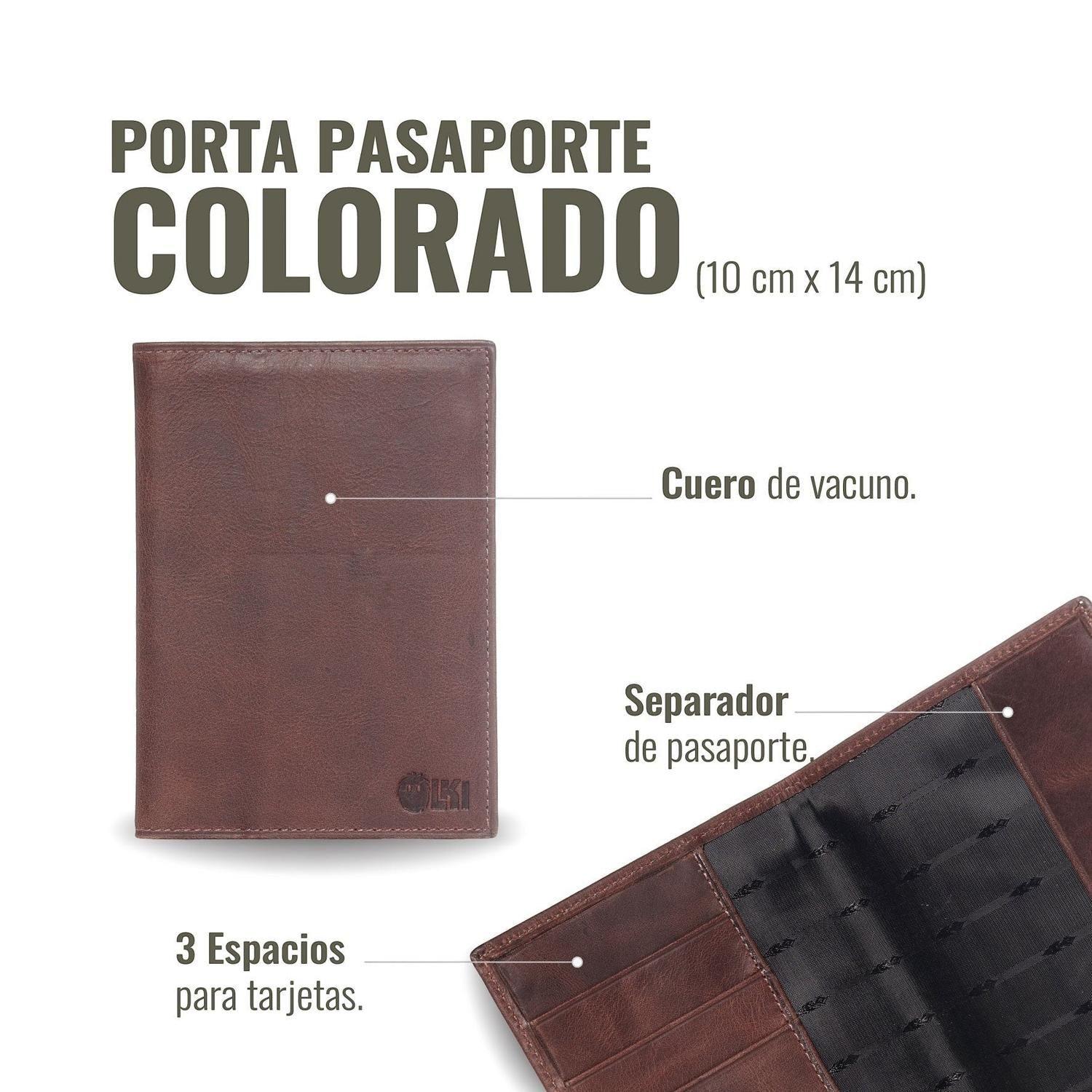 Porta Pasaporte / Funda de Cuero OLKI Colorado - Café Oscuro-2