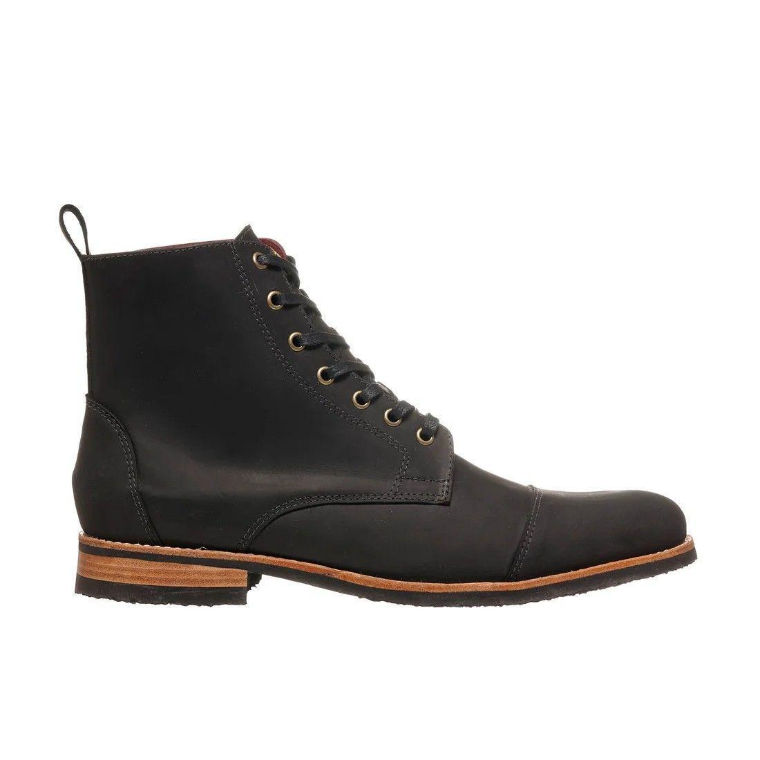 BOTIN DE CUERO CON CORDONES ENCERADOS OSORNO OLKI - NACIONAL-0