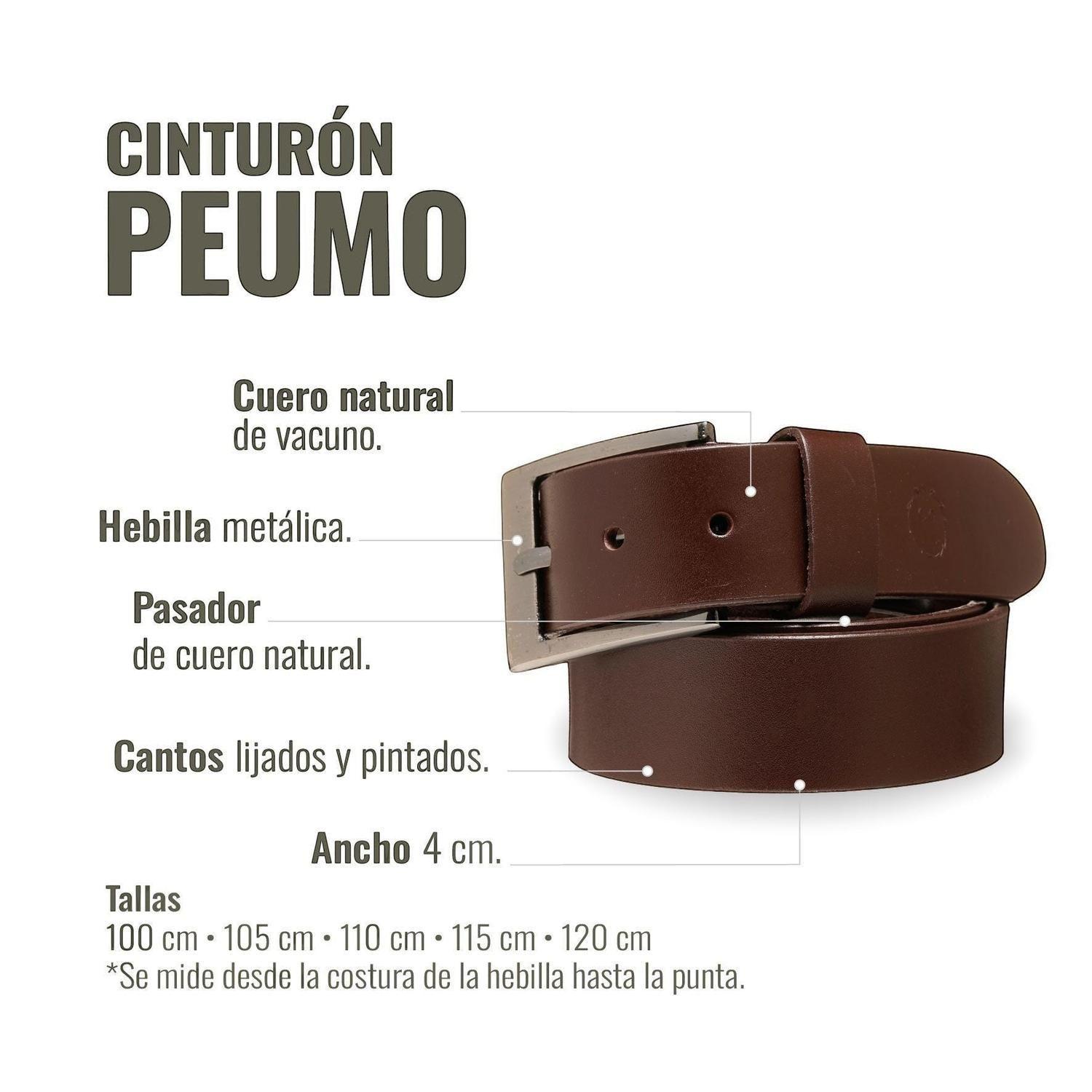 Cinturón Casual Liso Cuero Genuinio OLKI Peumo - Café Oscuro-2