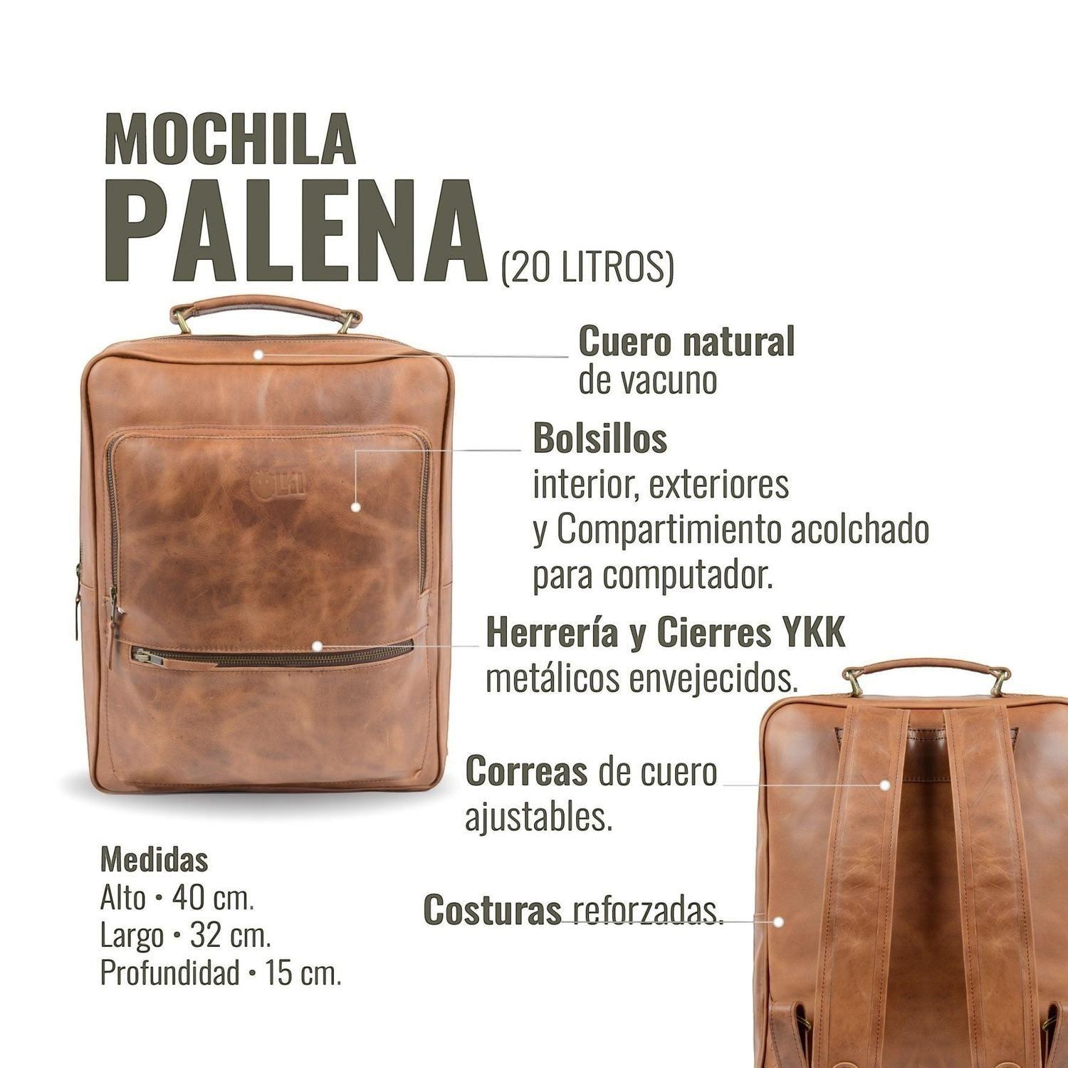 Mochila de Cuero Natural Palena OLKI - Café-4