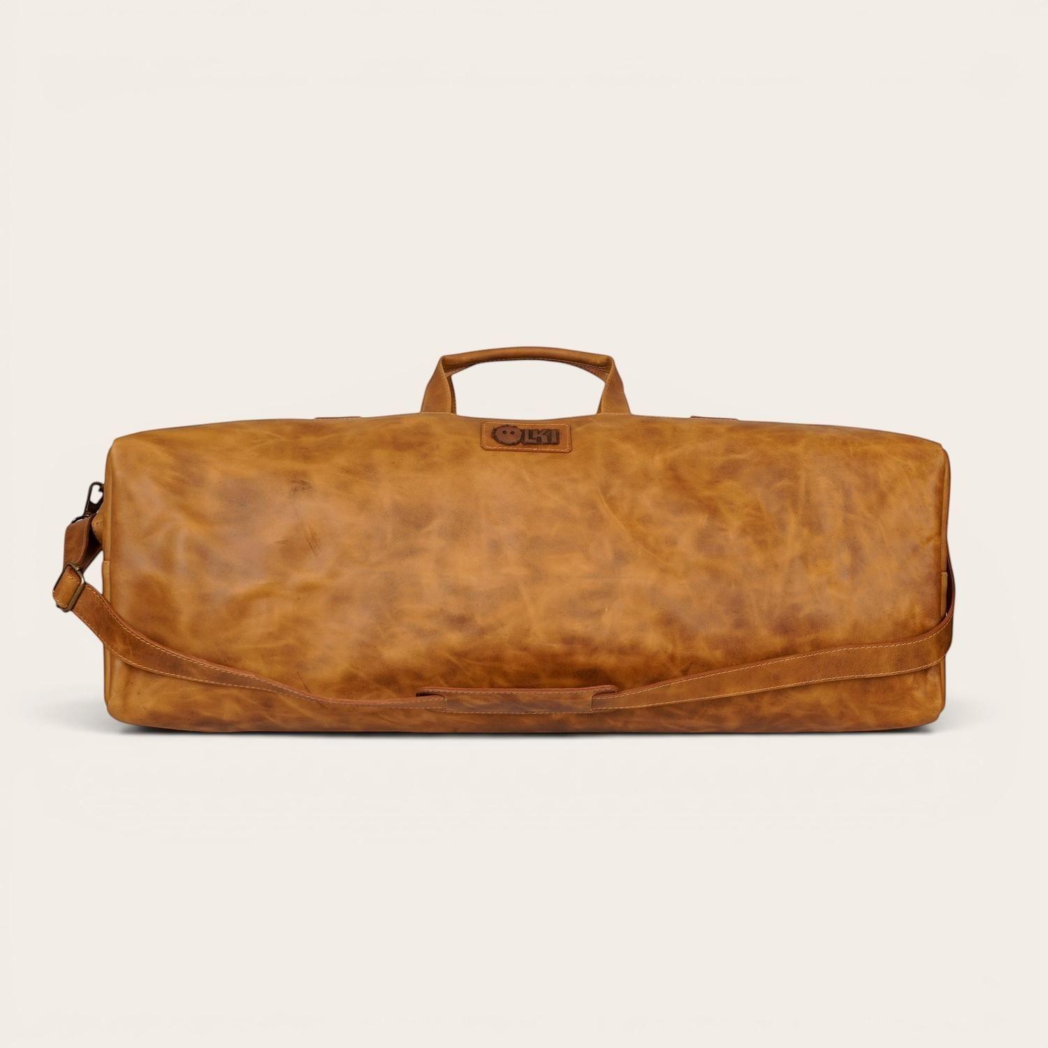 Bolso de Viaje Vertical Cuero Natural Yelcho OLKI - Café-2