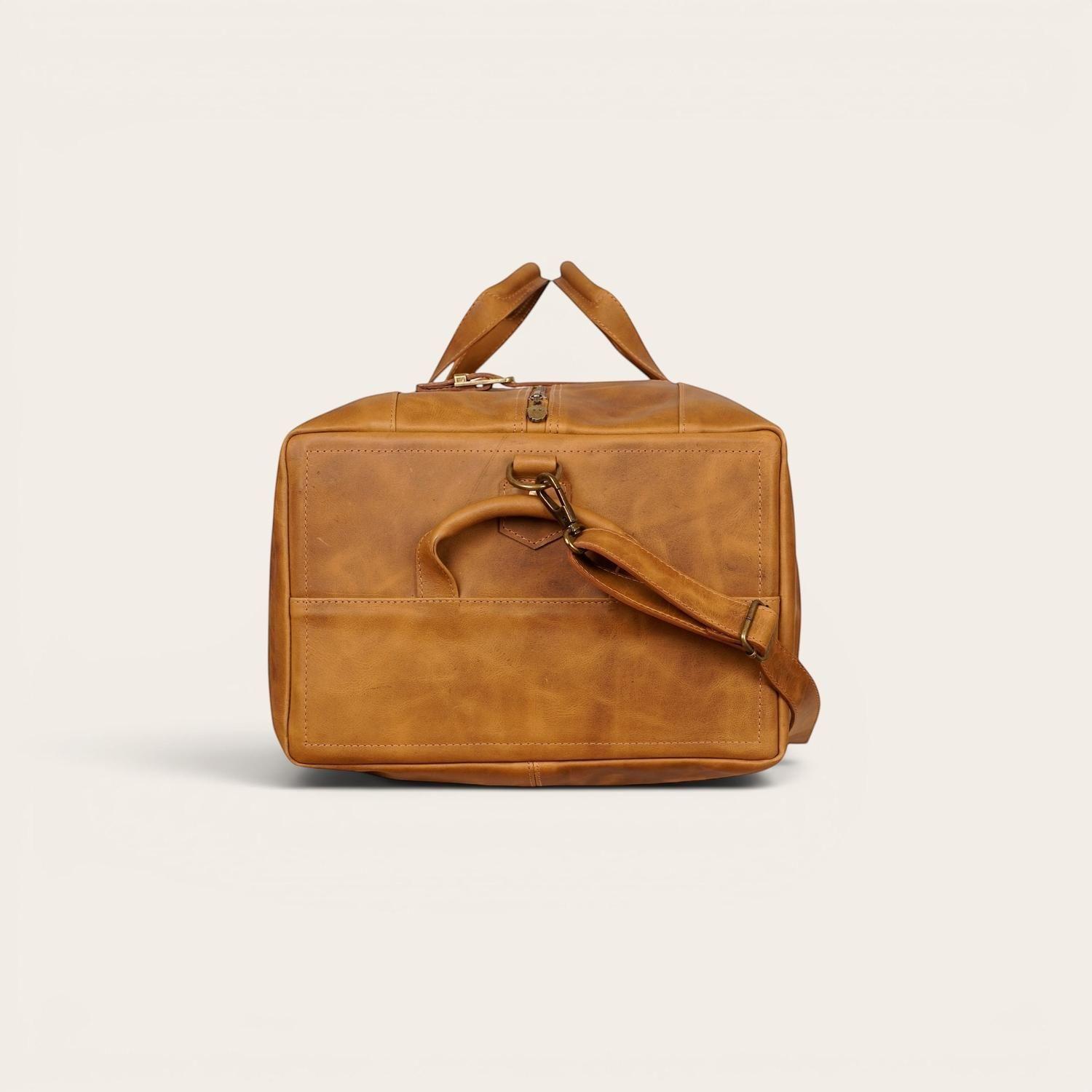 Bolso de Viaje Vertical Cuero Natural Yelcho OLKI - Café-3