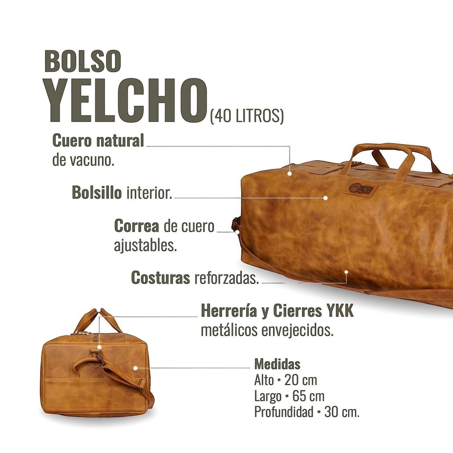 Bolso de Viaje Vertical Cuero Natural Yelcho OLKI - Café-4