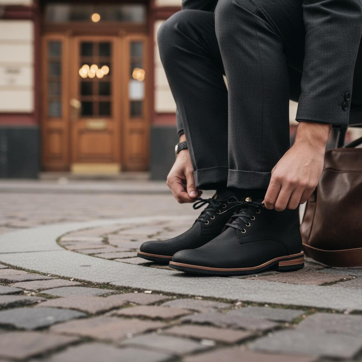 Botin de Cuero Casual Hombre Llaima OLKI - Negro-3