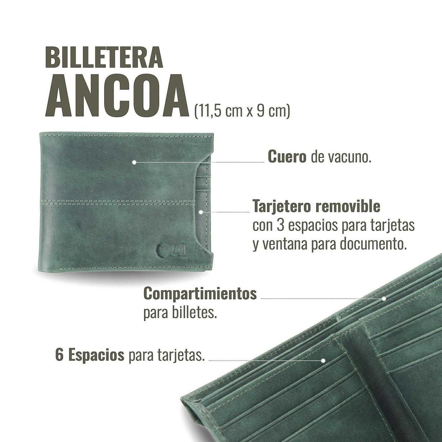 Billetera de Cuero con Tarjetero Removible OLKI Ancoa - Verde-6