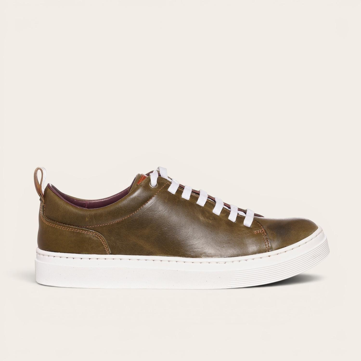 Zapatilla Clásicas de Cuero Calán OLKI - Verde/Blanca-2