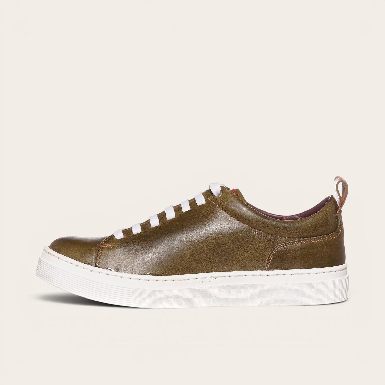 Zapatilla Clásicas de Cuero Calán OLKI - Verde/Blanca-3
