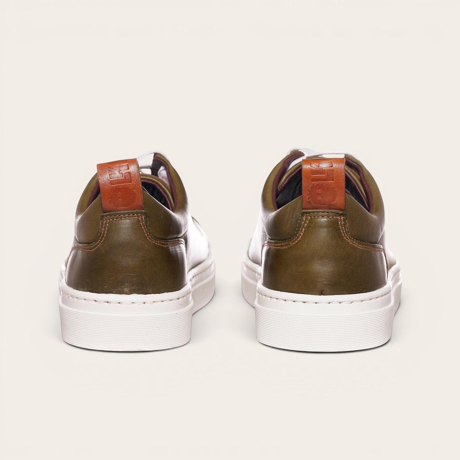 Zapatilla Clásicas de Cuero Calán OLKI - Verde/Blanca-5