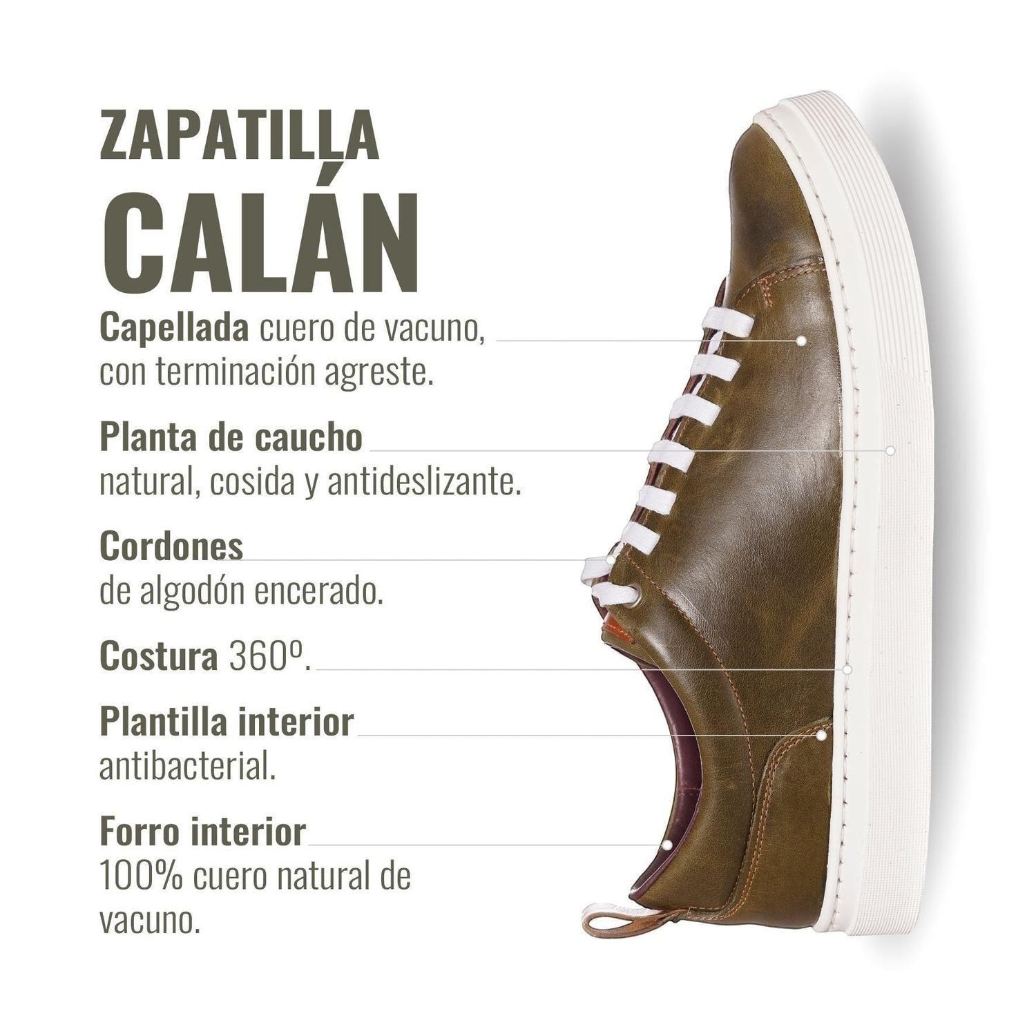 Zapatilla Clásicas de Cuero Calán OLKI - Verde/Blanca-7