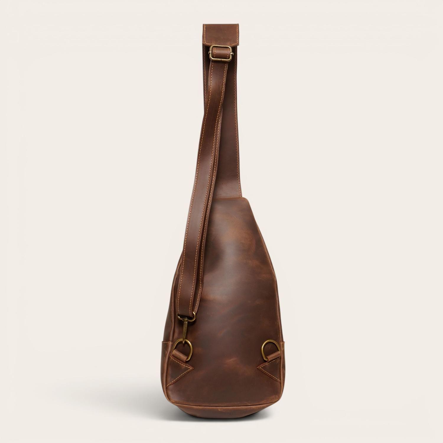 Bandolera Sling Bag de Cuero Natural Cunco OLKI - Café Oscuro-2