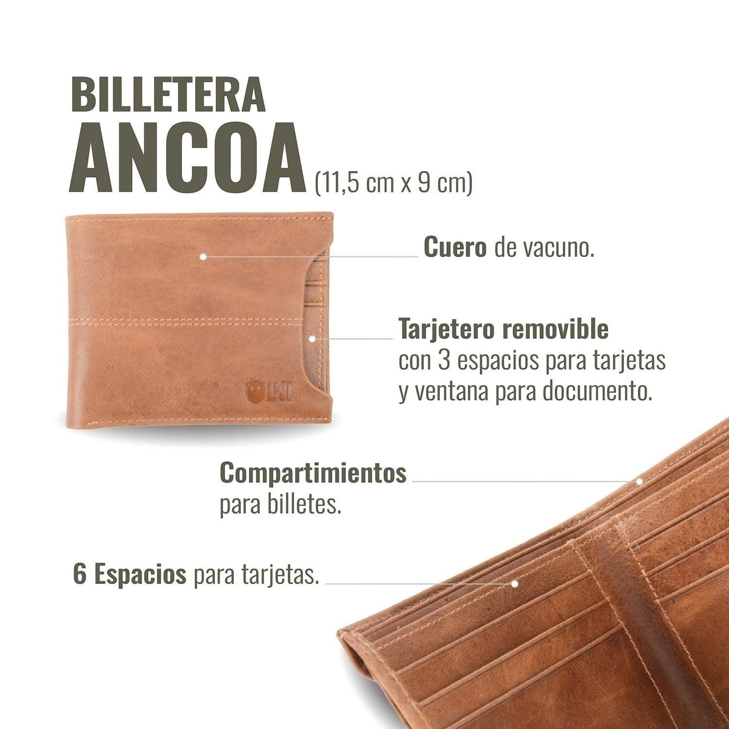 Billetera de Cuero con Tarjetero Removible OLKI Ancoa - Café-6
